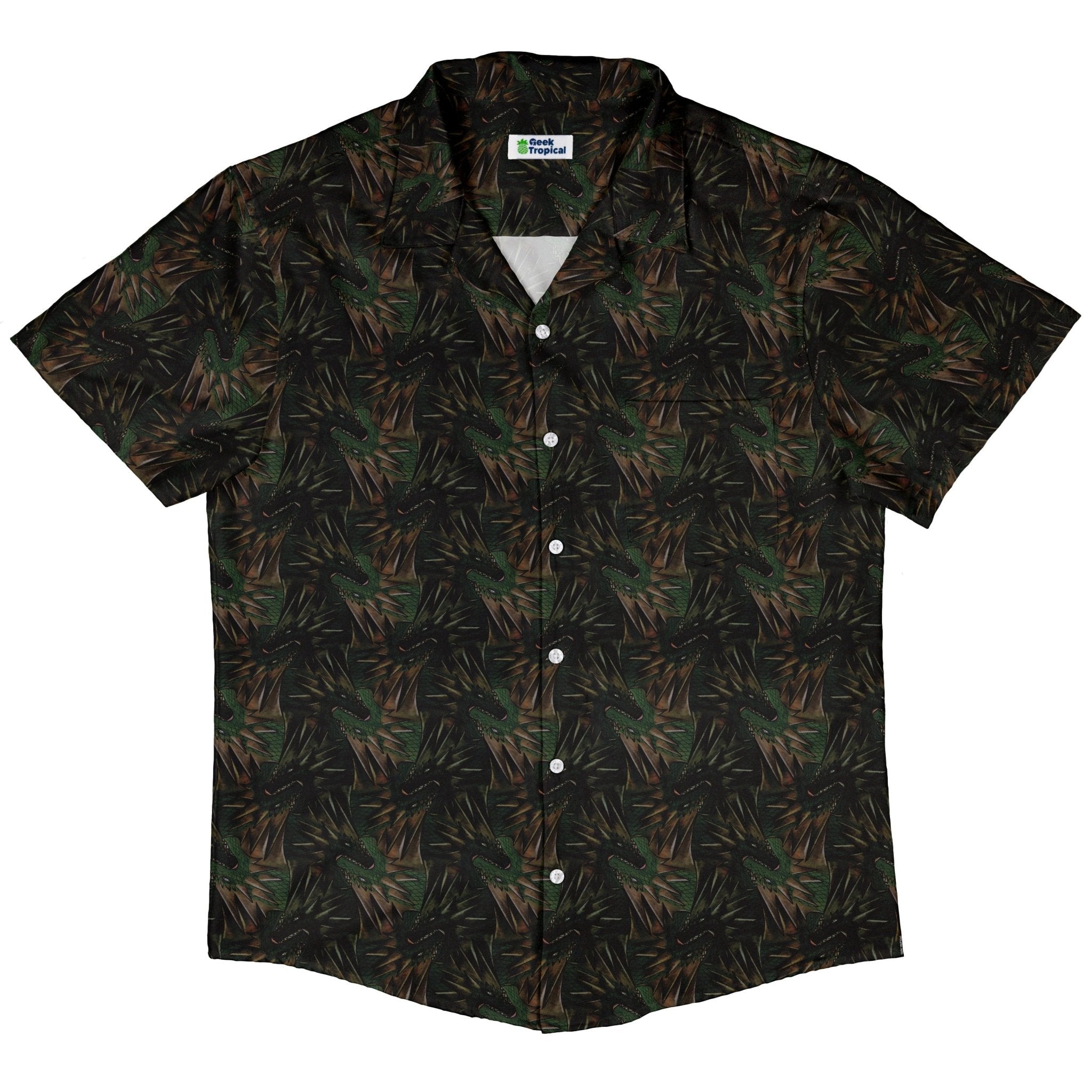 Dragon Weaving Inferno Forest Button Up Shirt Geek Nerd adult sizing Designs by Nathan fantasy prints