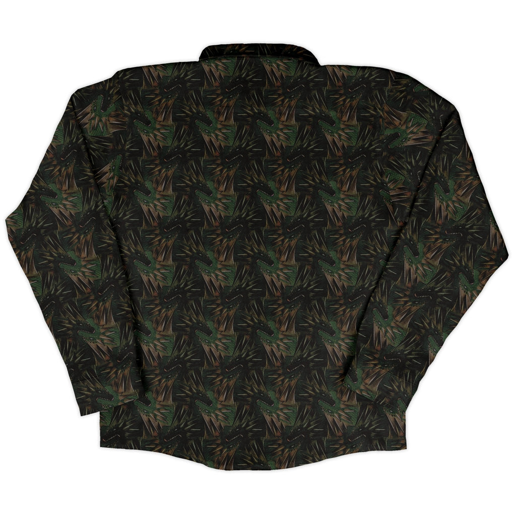 Dragon Weaving Inferno Forest Long Sleeve Button Up Shirt Geek Nerd adult sizing Designs by Nathan fantasy prints