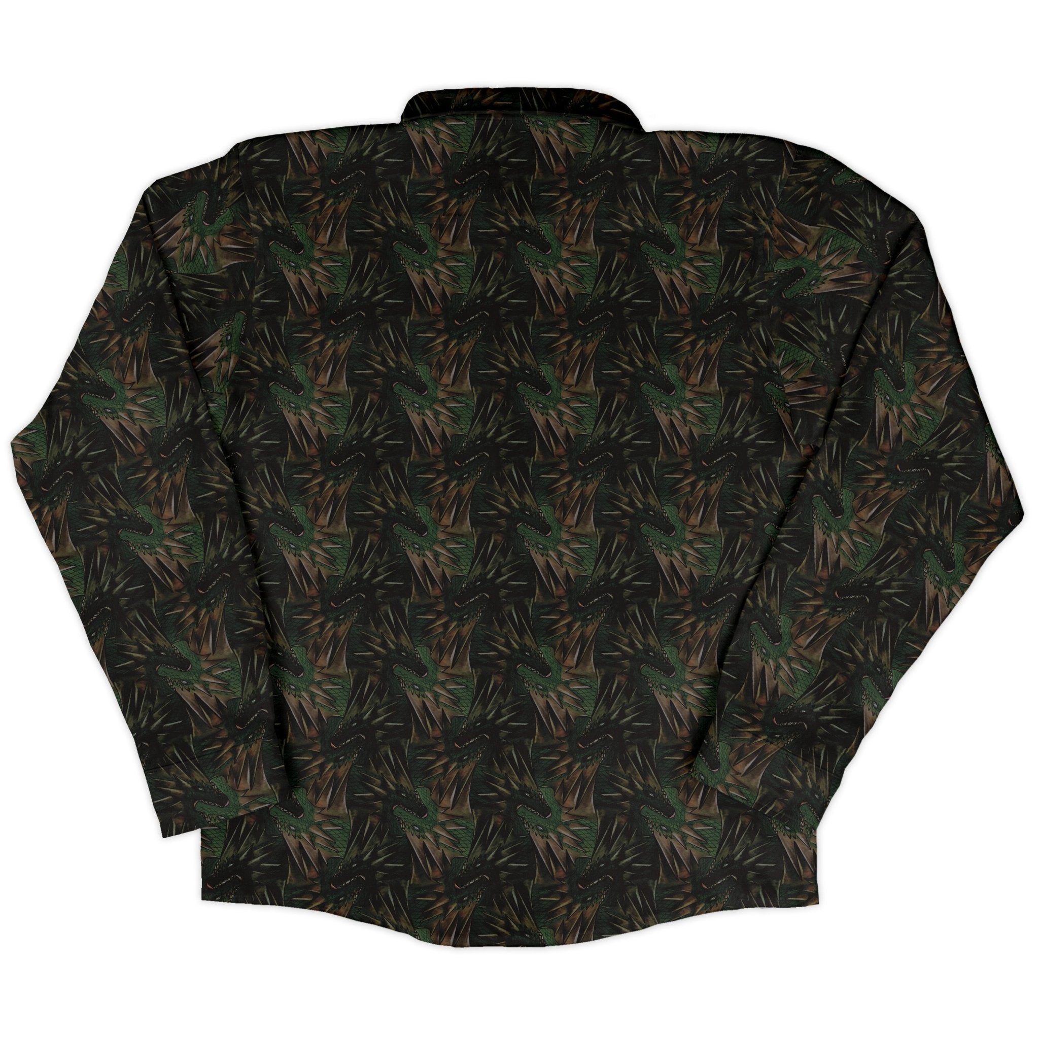 Dragon Weaving Inferno Forest Long Sleeve Button Up Shirt Geek Nerd adult sizing Designs by Nathan fantasy prints