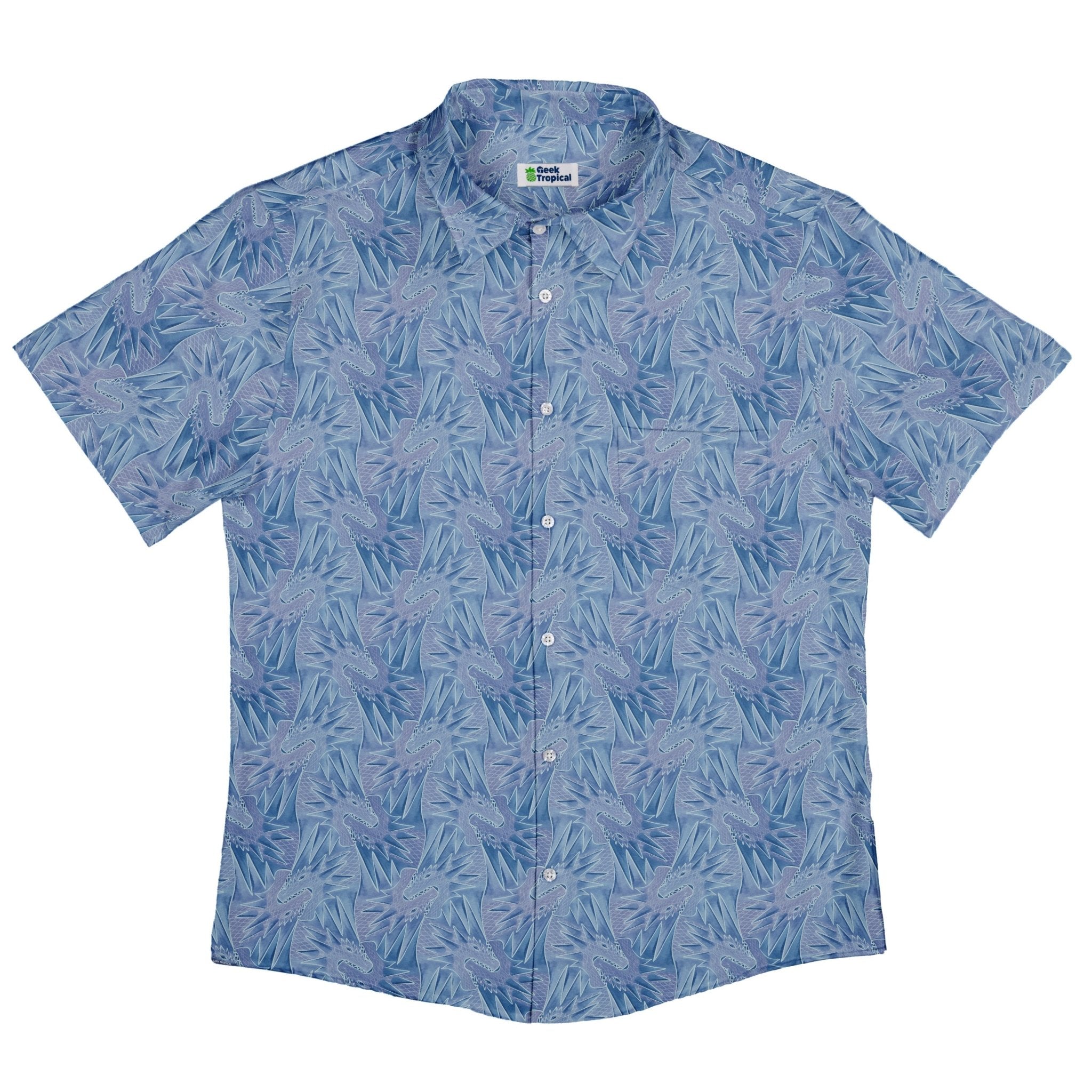 Dragon Weaving Inferno Frost Button Up Shirt Geek Nerd adult sizing Designs by Nathan fantasy prints