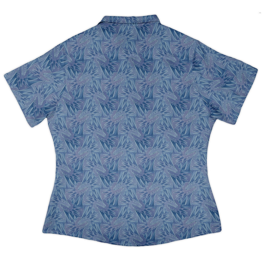 Dragon Weaving Inferno Frost Curvy Button Up Shirt Geek Nerd Designs by Nathan fantasy prints q225