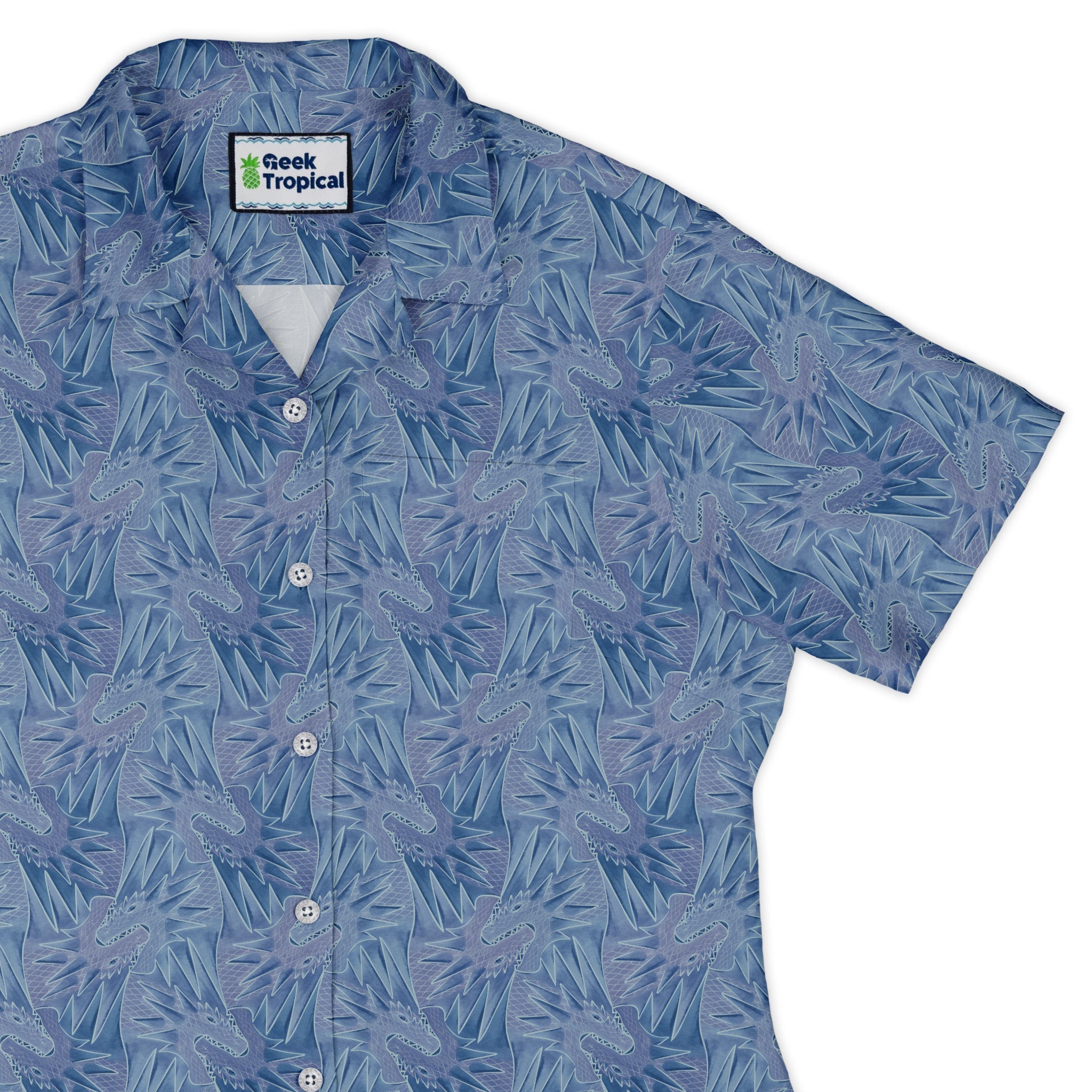 Dragon Weaving Inferno Frost Curvy Button Up Shirt Geek Nerd Designs by Nathan fantasy prints q225