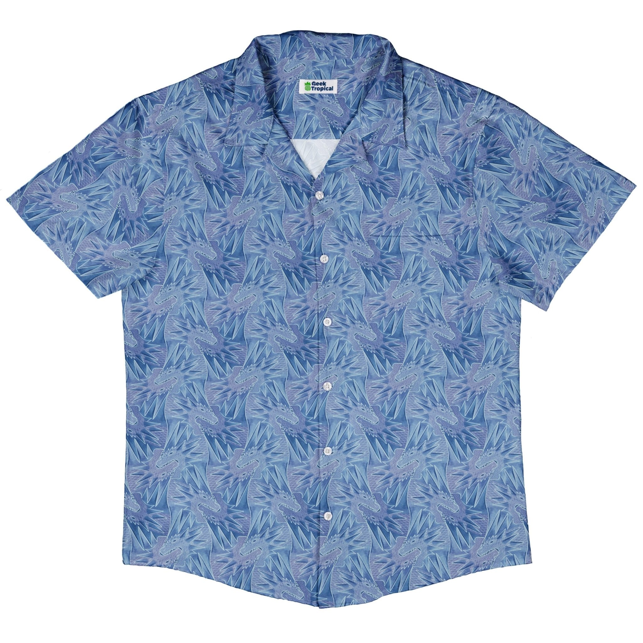 Dragon Weaving Inferno Frost Button Up Shirt Geek Nerd adult sizing Designs by Nathan fantasy prints