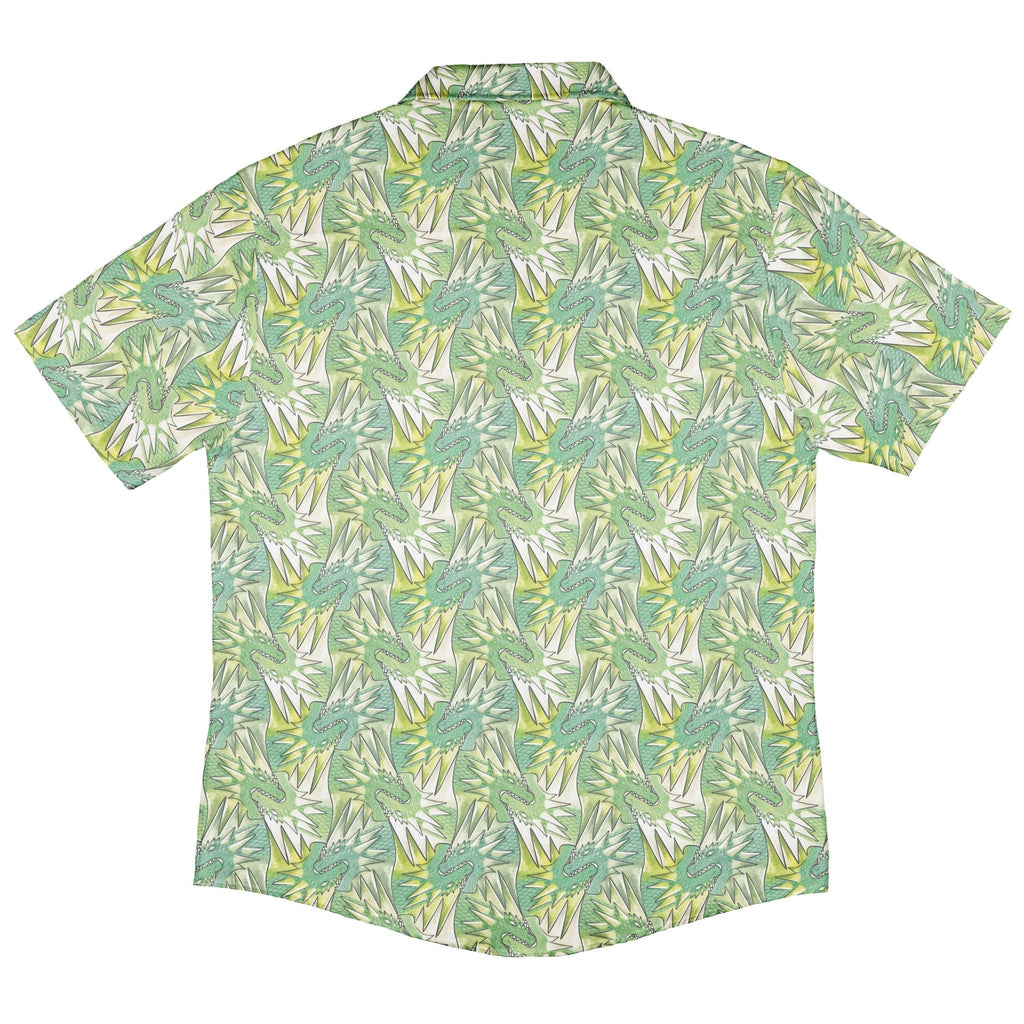 Dragon Weaving Inferno Lime Button Up Shirt Geek Nerd adult sizing Designs by Nathan fantasy prints