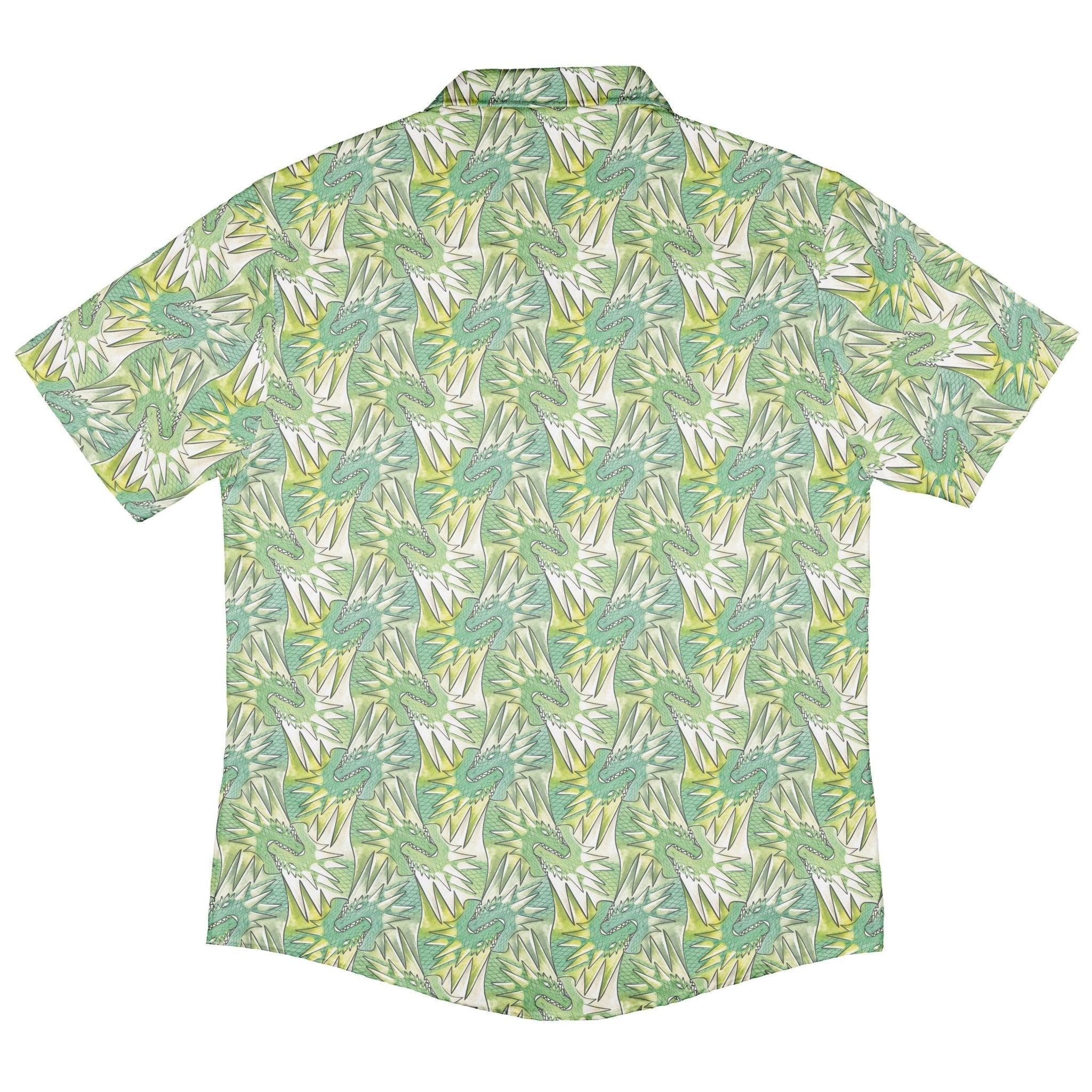 Dragon Weaving Inferno Lime Button Up Shirt Geek Nerd adult sizing Designs by Nathan fantasy prints