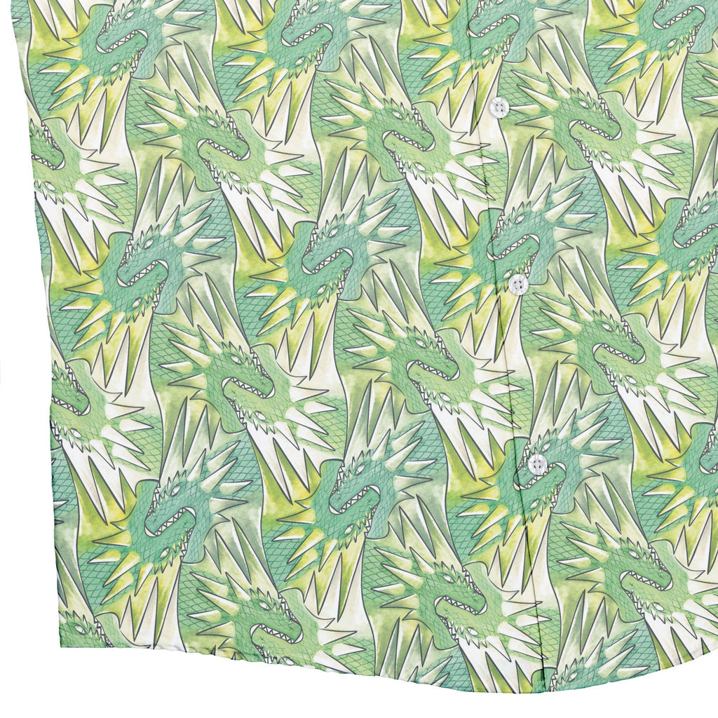 Dragon Weaving Inferno Lime Button Up Shirt Geek Nerd adult sizing Designs by Nathan fantasy prints