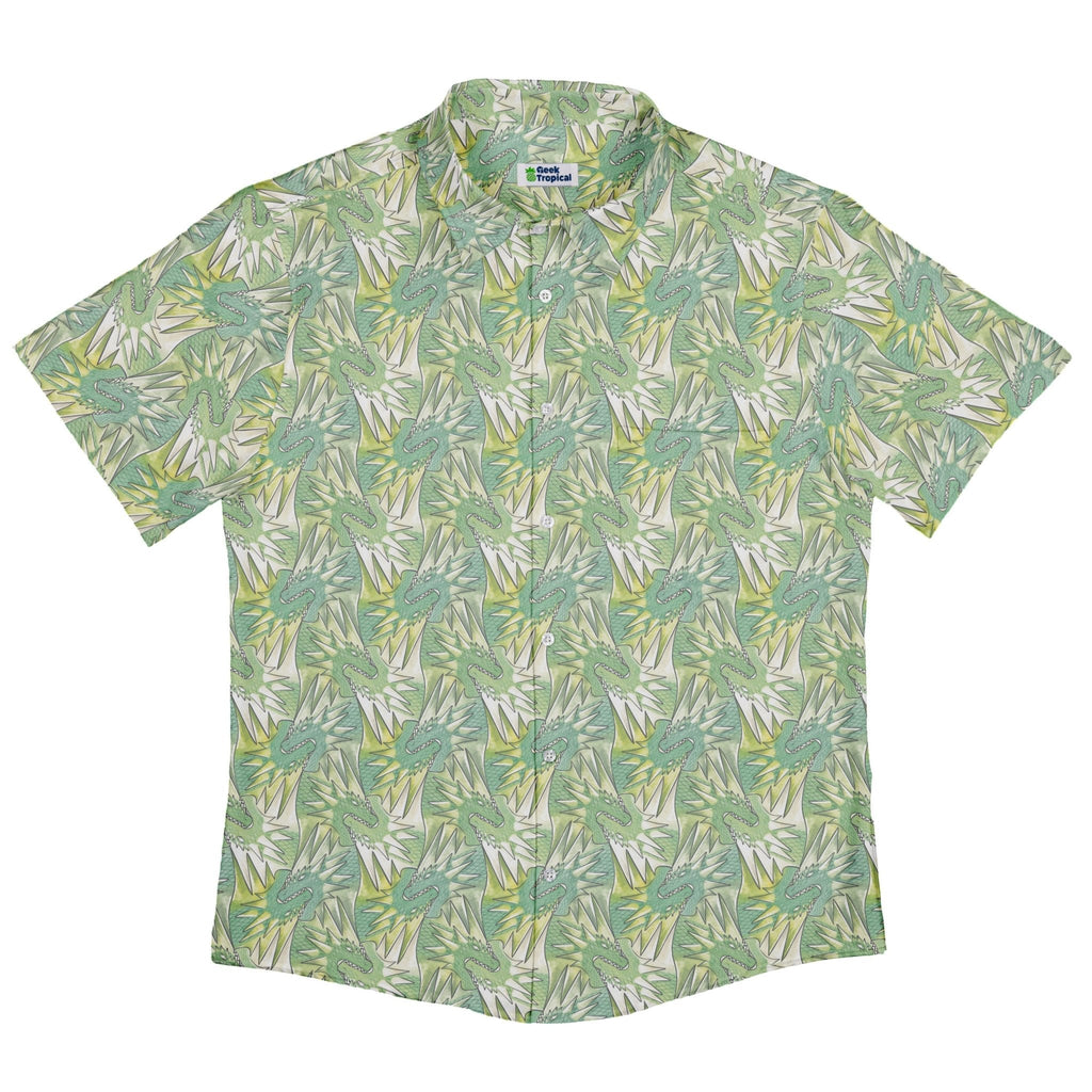 Dragon Weaving Inferno Lime Button Up Shirt Geek Nerd adult sizing Designs by Nathan fantasy prints