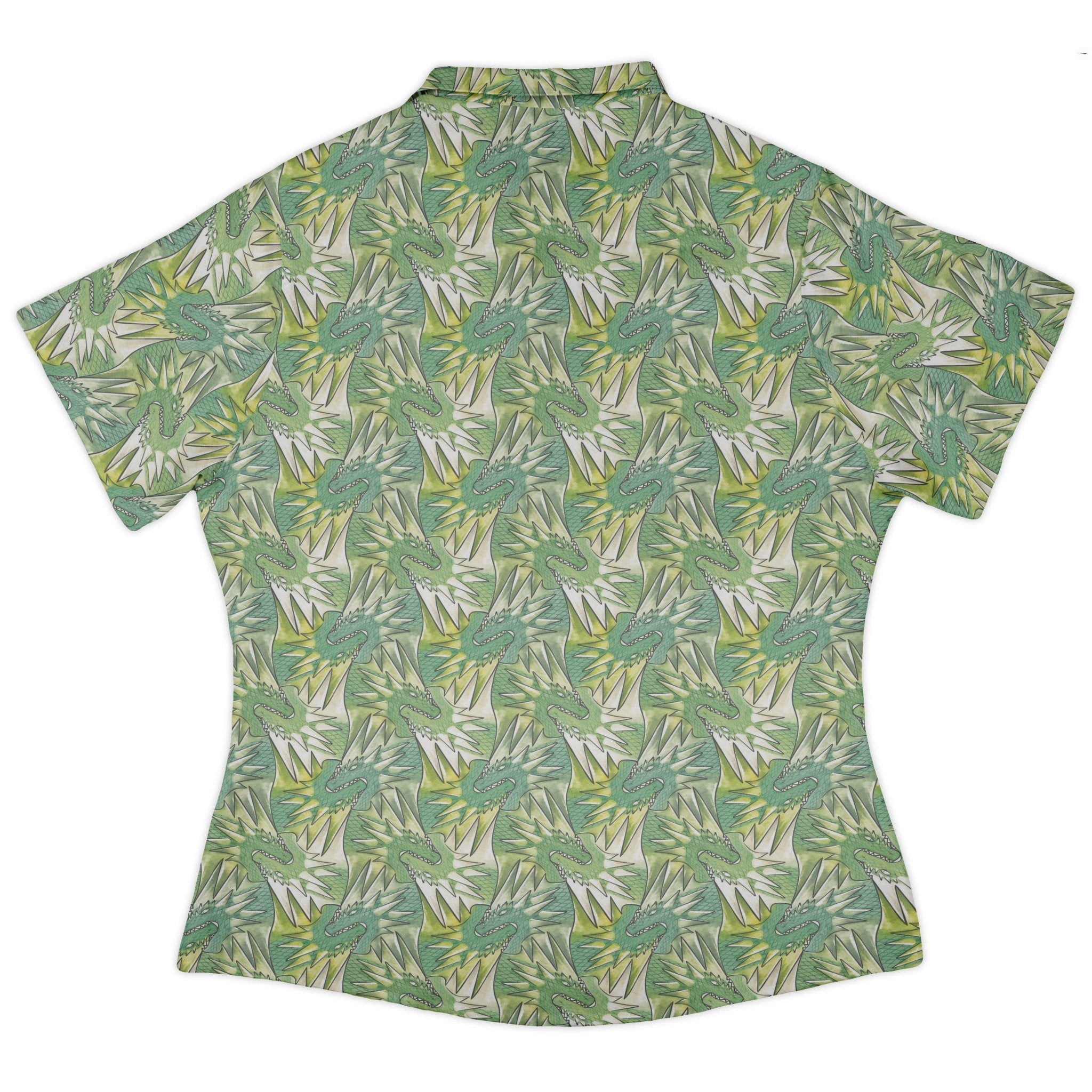 Dragon Weaving Inferno Lime Curvy Button Up Shirt Geek Nerd Designs by Nathan fantasy prints q225