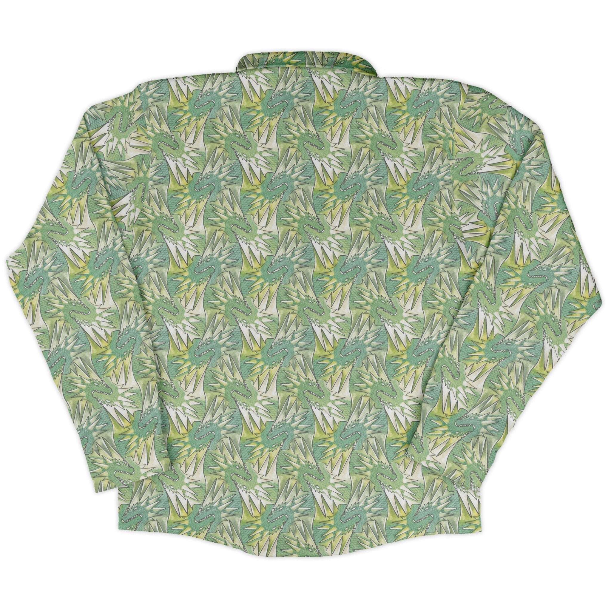 Dragon Weaving Inferno Lime Long Sleeve Button Up Shirt Geek Nerd adult sizing Designs by Nathan fantasy prints