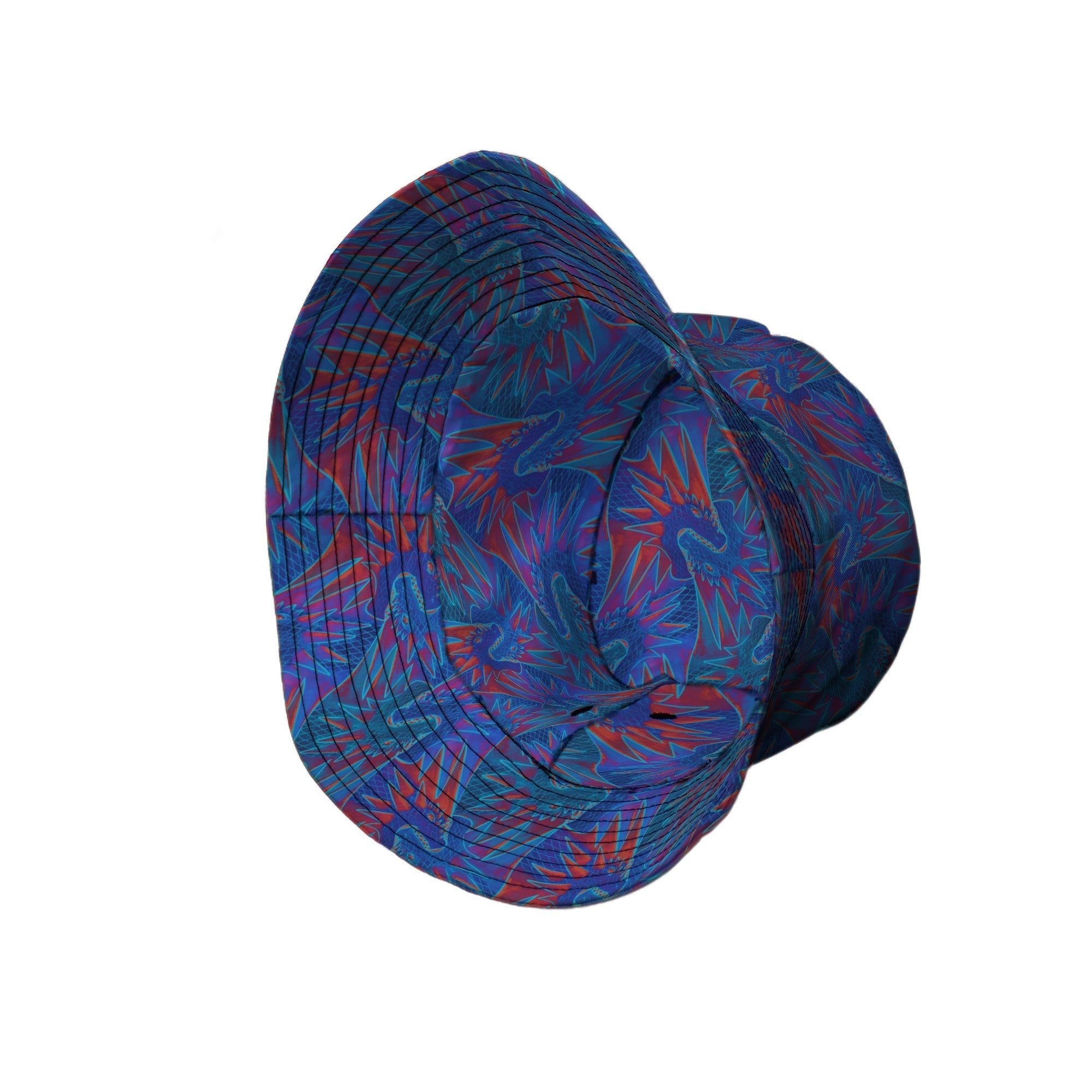 Dragon Weaving Inferno Retro Bucket Hat Geek Nerd Designs by Nathan fantasy prints lx - B
