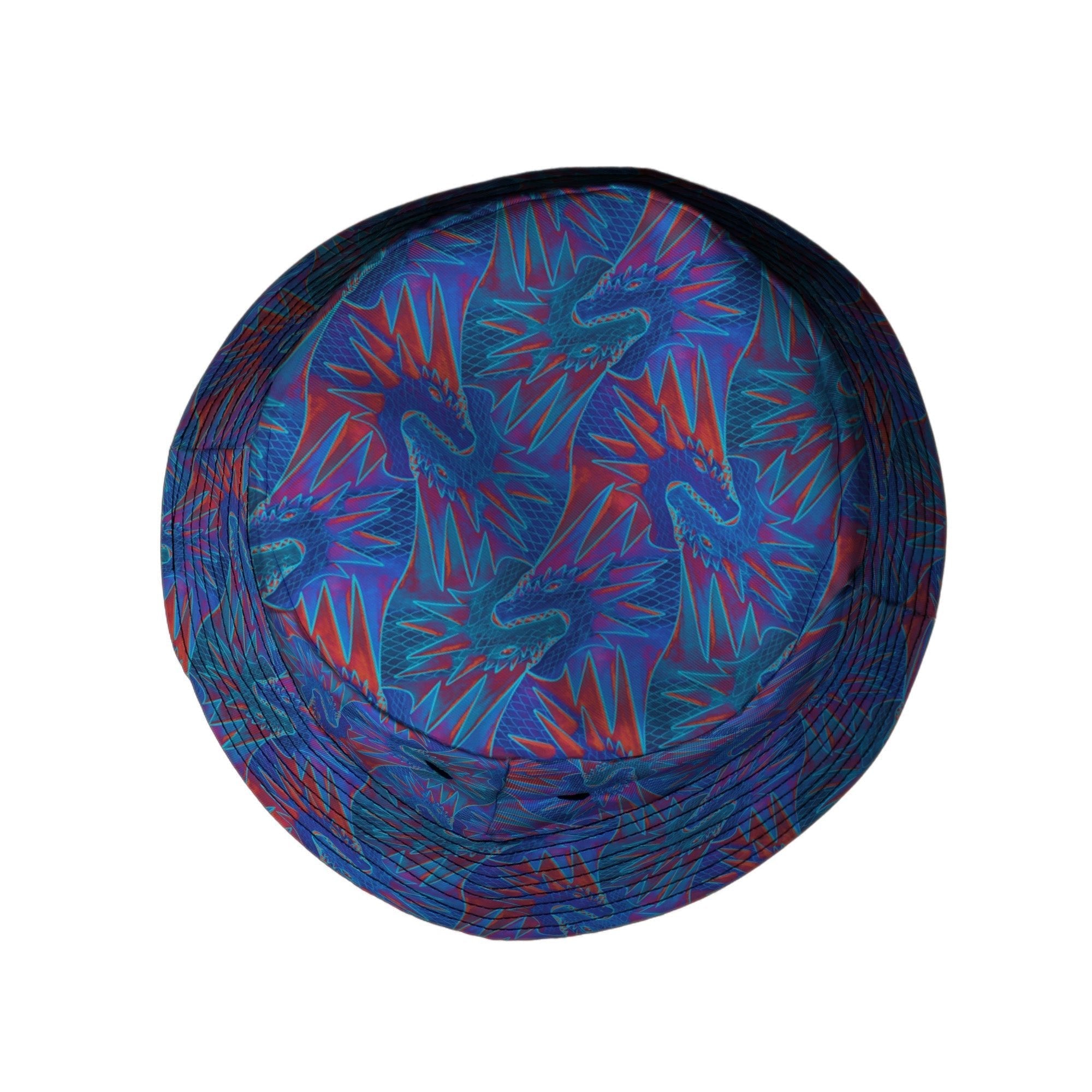 Dragon Weaving Inferno Retro Bucket Hat Geek Nerd Designs by Nathan fantasy prints lx - B