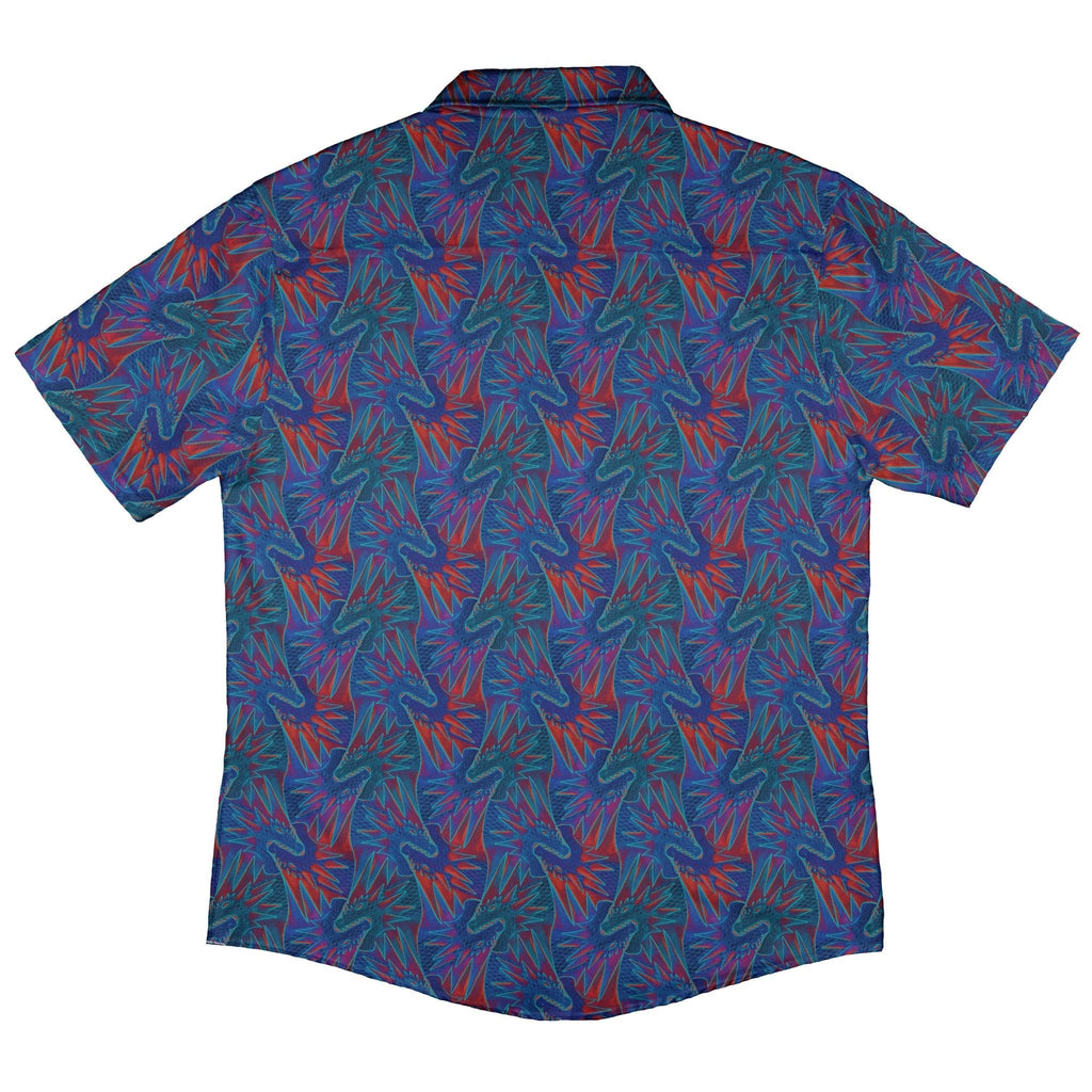 Dragon Weaving Inferno Retro Button Up Shirt Geek Nerd adult sizing Designs by Nathan fantasy prints