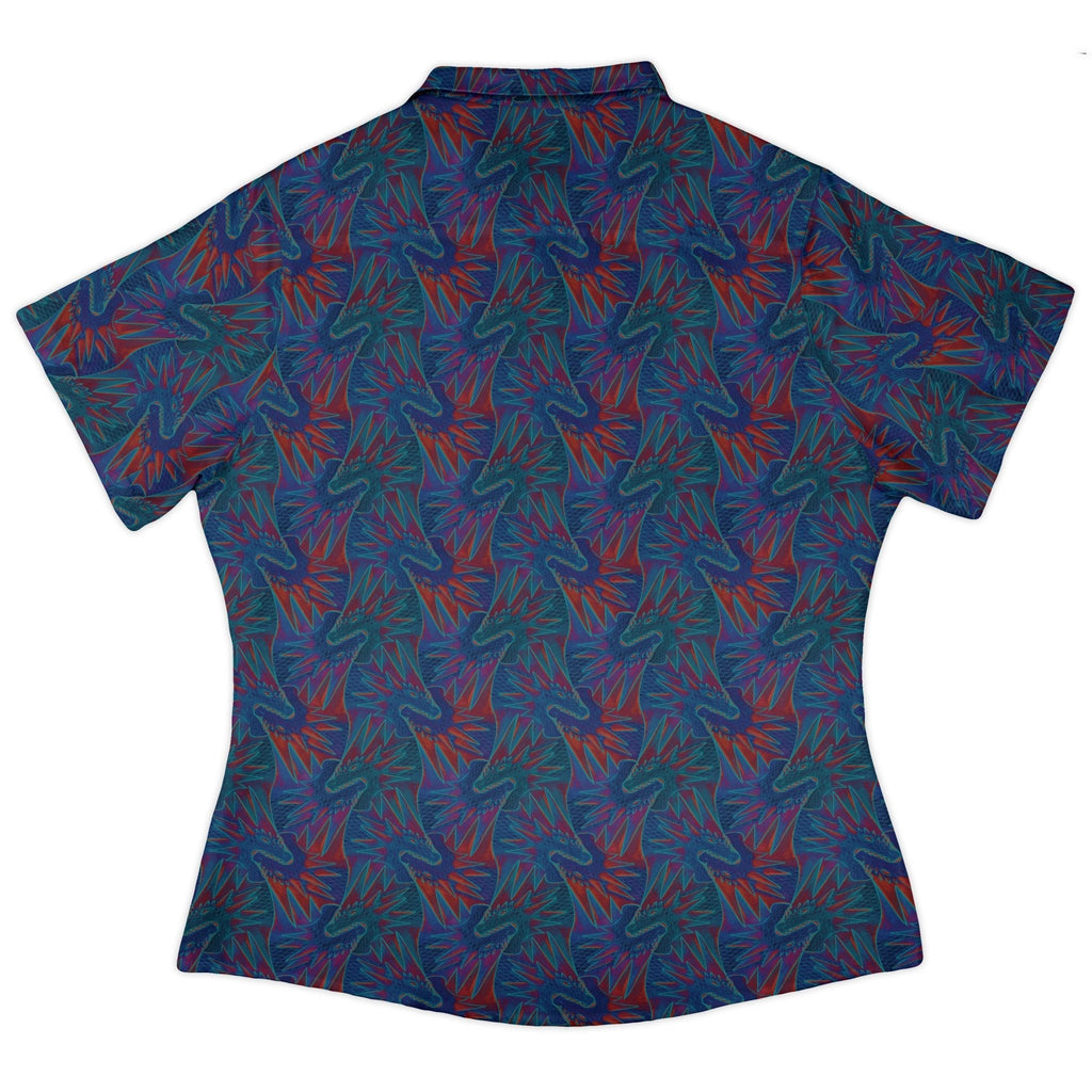 Dragon Weaving Inferno Retro Curvy Button Up Shirt Geek Nerd Designs by Nathan fantasy prints q225