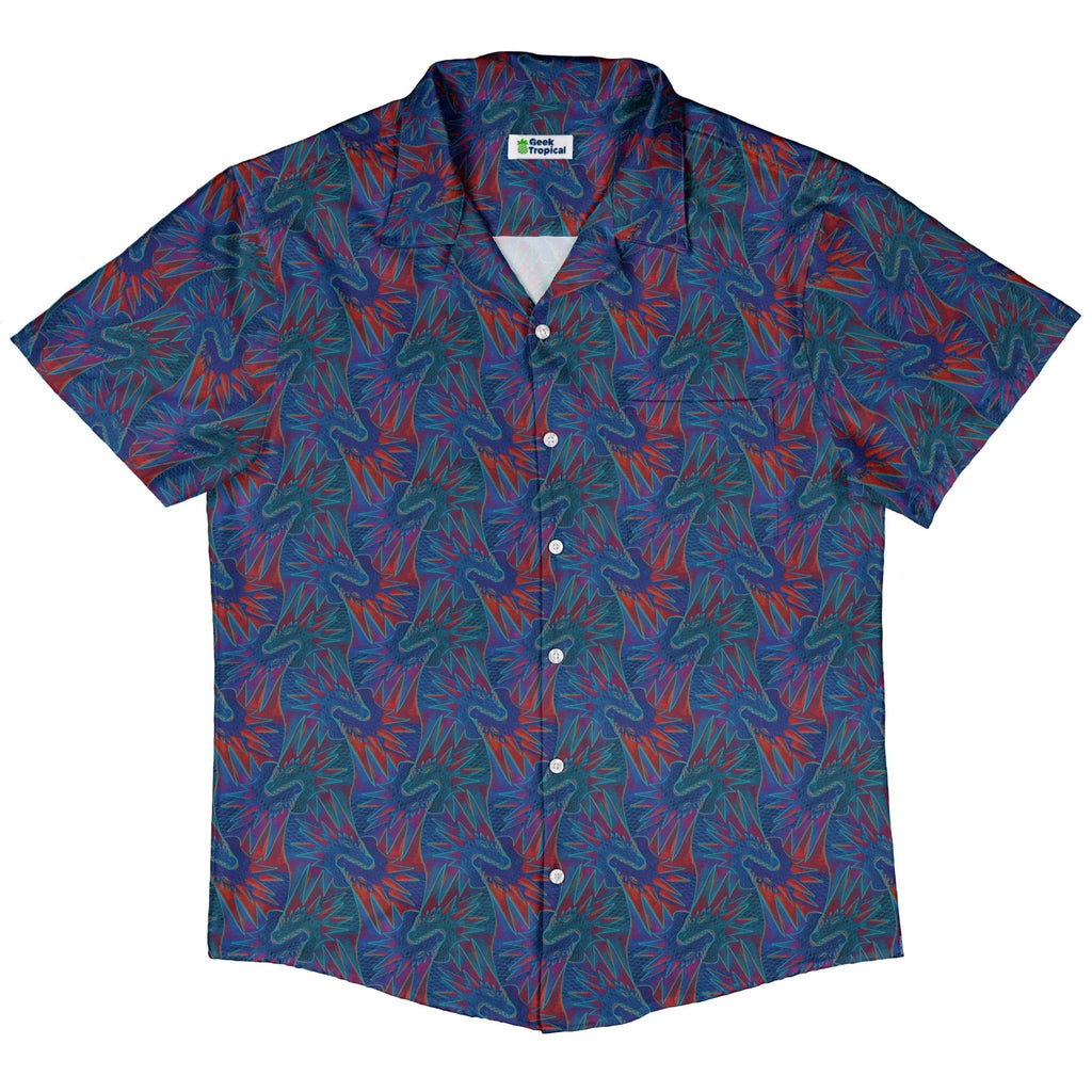 Dragon Weaving Inferno Retro Button Up Shirt Geek Nerd adult sizing Designs by Nathan fantasy prints
