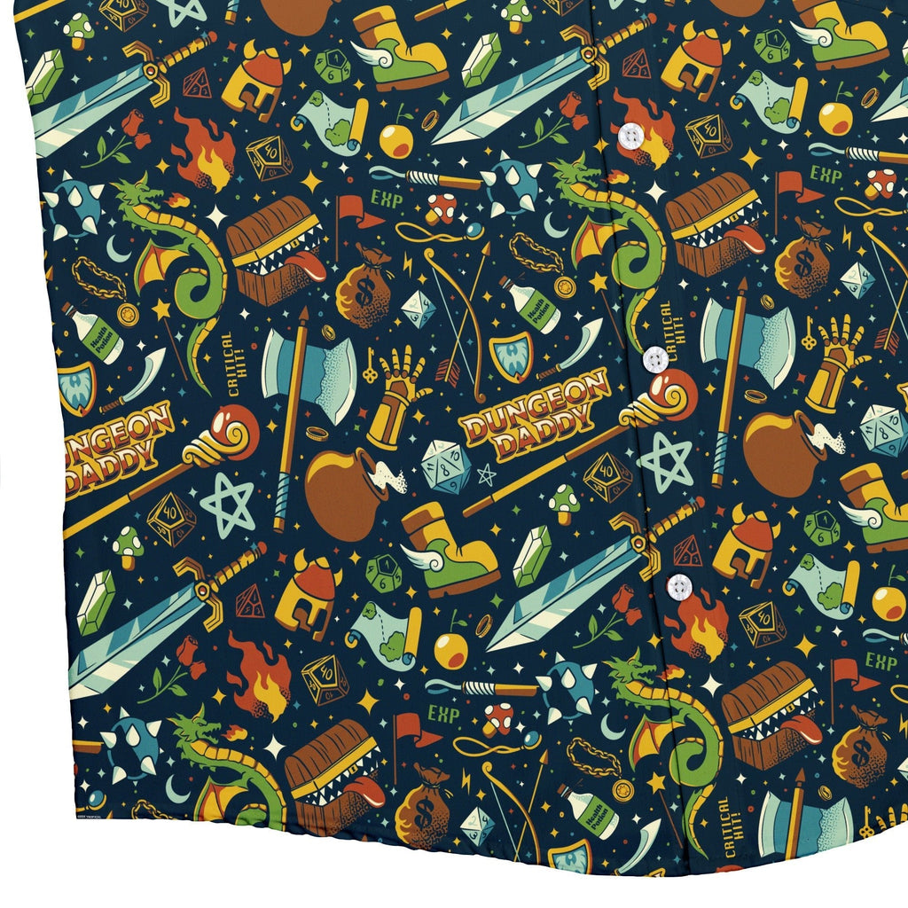 Dungeon Daddy Button Up Shirt Geek Nerd adult sizing Design by Tobe Fonseca dnd & rpg print