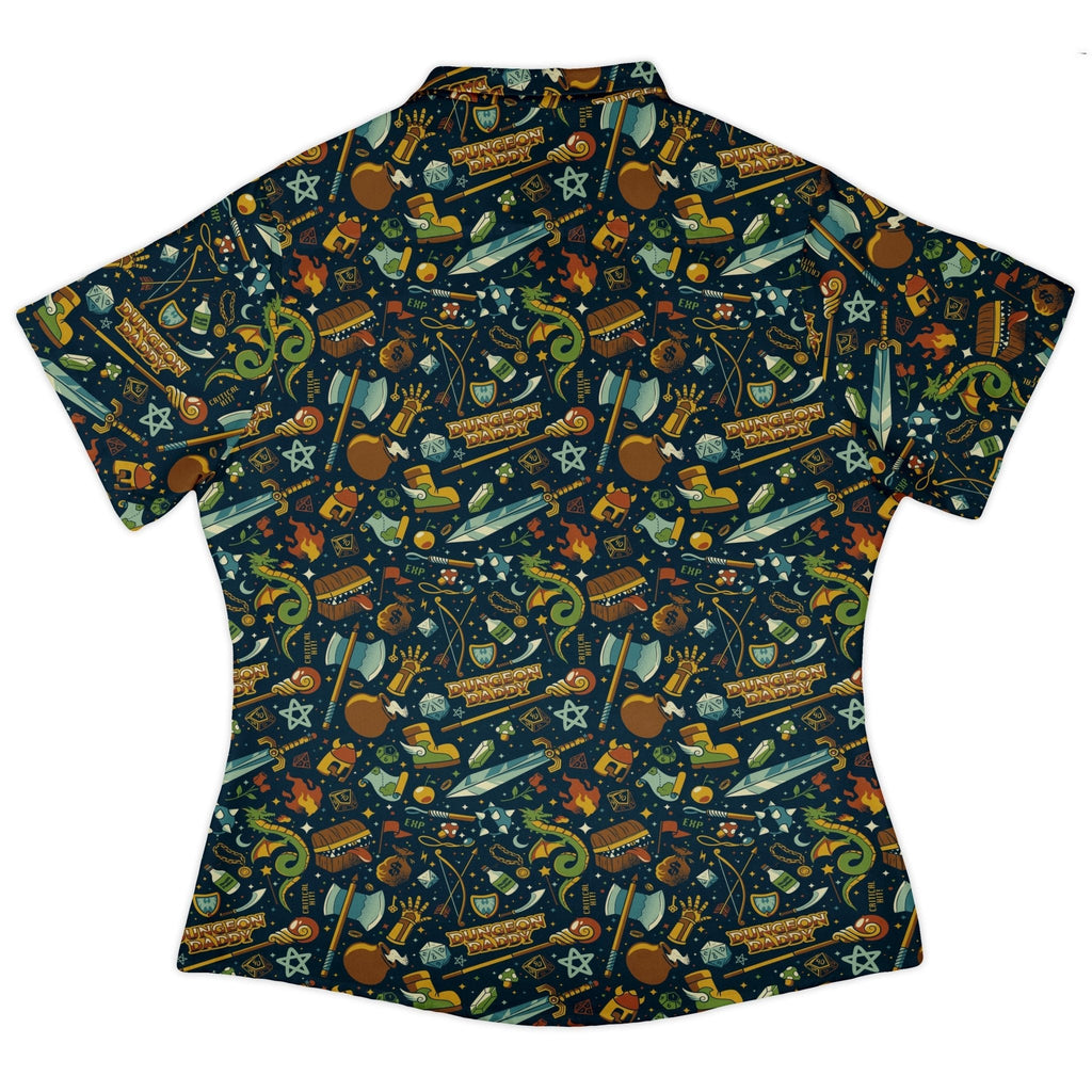 Dungeon Daddy Curvy Button Up Shirt Geek Nerd Design by Tobe Fonseca dnd & rpg print q225