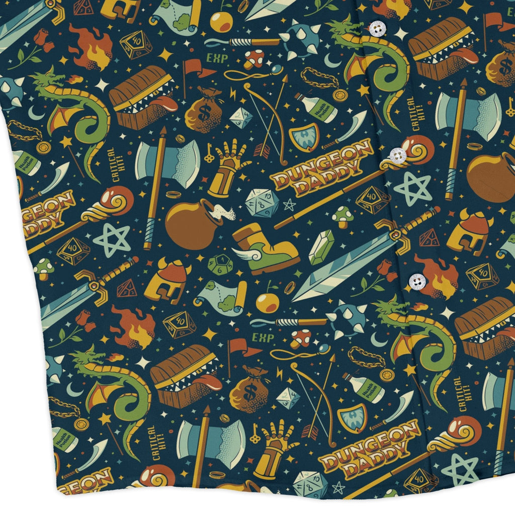 Dungeon Daddy Long Sleeve Button Up Shirt Geek Nerd adult sizing Design by Tobe Fonseca dnd & rpg print