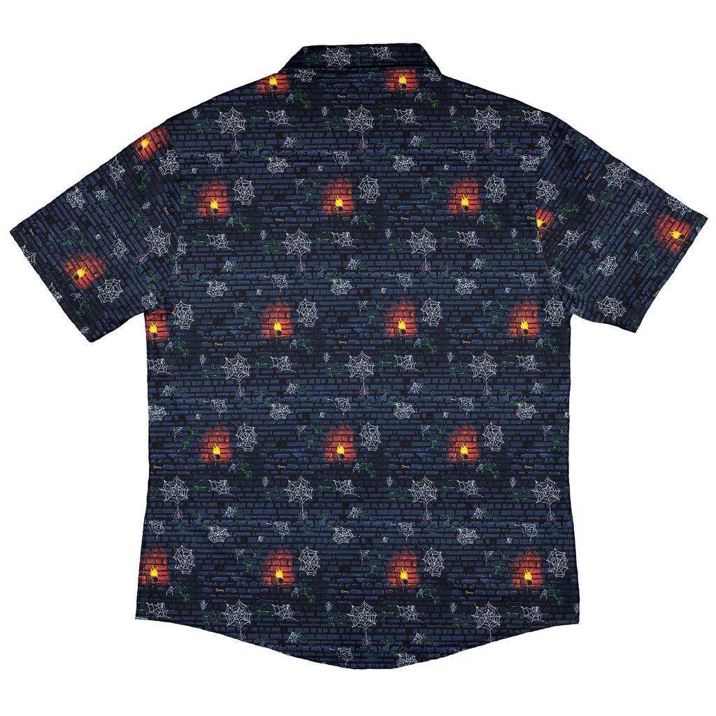 Dungeon Wall Button Up Shirt Geek Nerd adult sizing Design by Claire Murphy dnd & rpg print