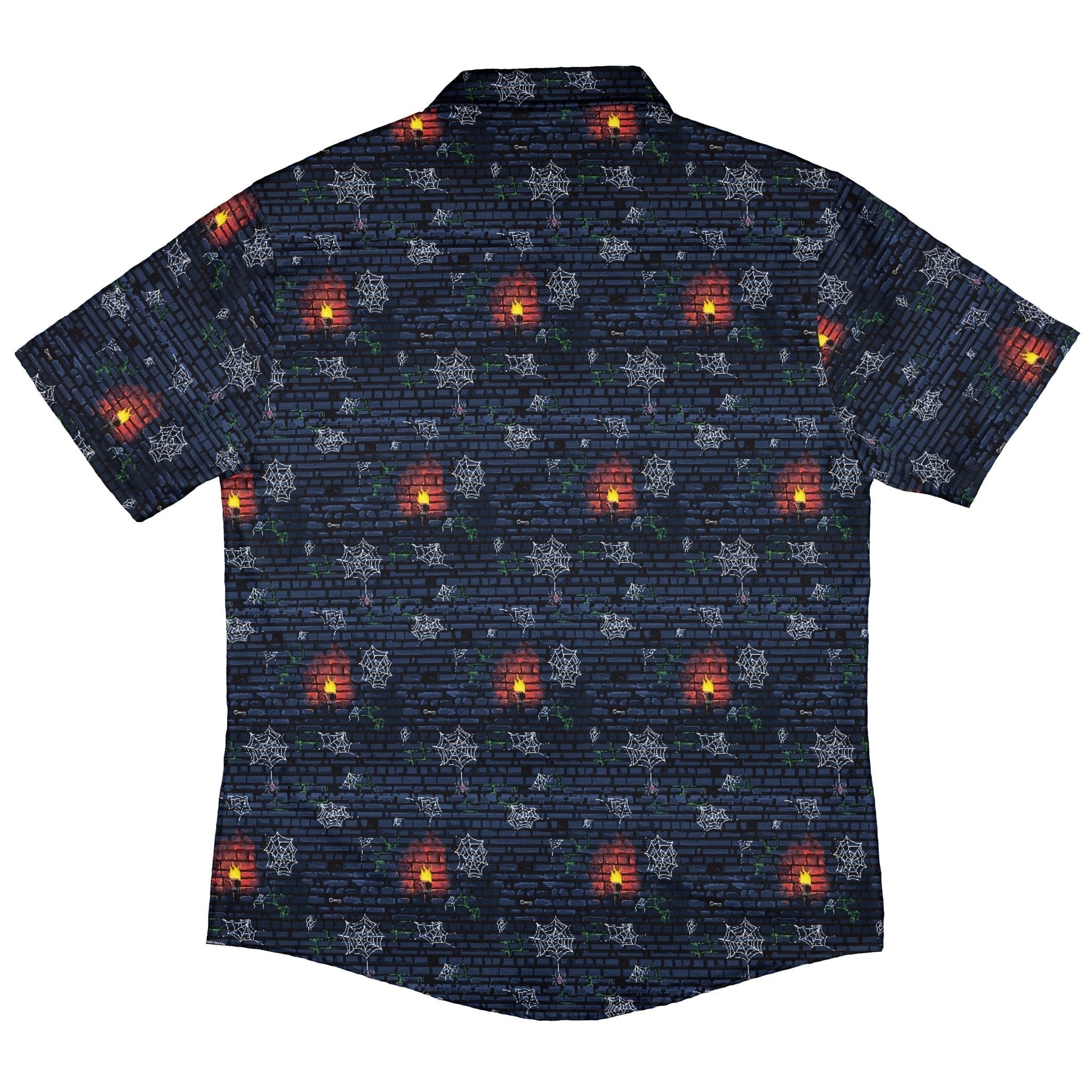 Dungeon Wall Button Up Shirt Geek Nerd adult sizing Design by Claire Murphy dnd & rpg print