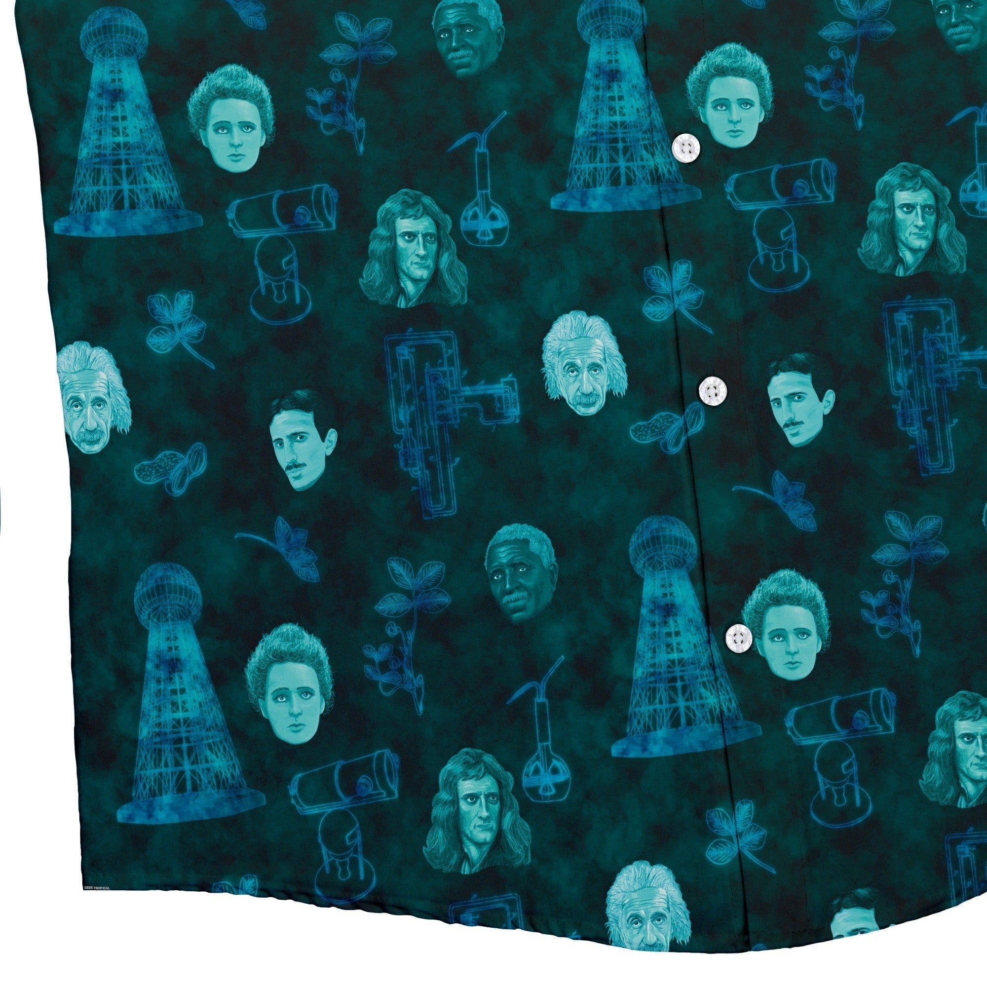 Eerie Science Legends Button Up Shirt - adult sizing - Designs by Nathan - science print