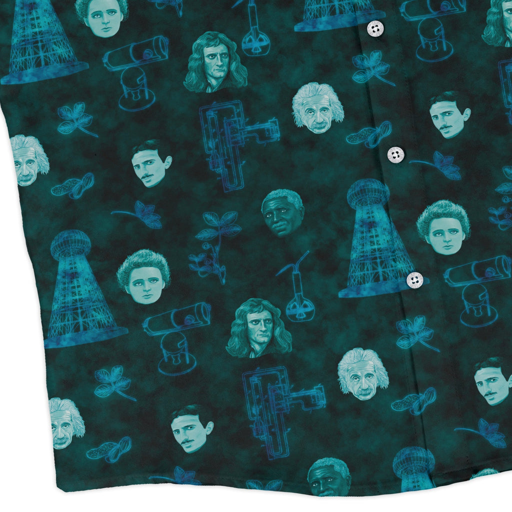 Eerie Science Legends Long Sleeve Button Up Shirt Geek Nerd adult sizing Designs by Nathan FLOW DESC WRITING