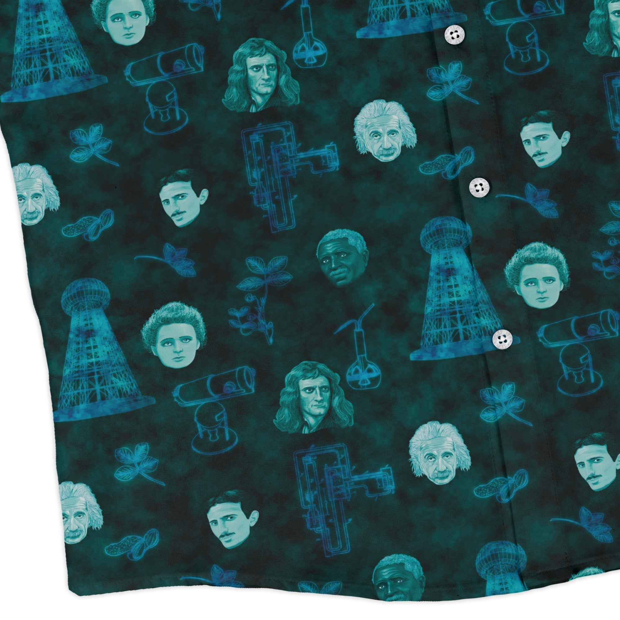 Eerie Science Legends Long Sleeve Button Up Shirt Geek Nerd adult sizing Designs by Nathan FLOW DESC WRITING