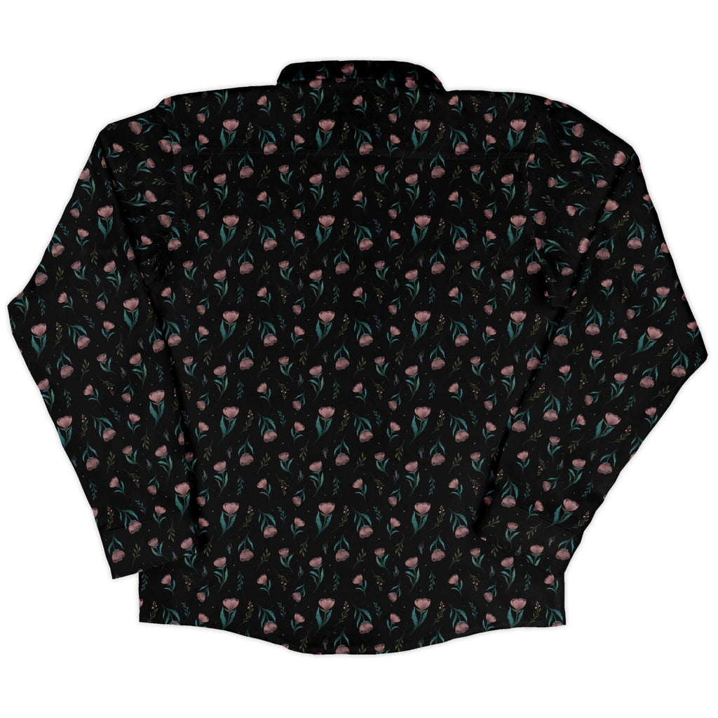 Episodic Blooms Long Sleeve Button Up Shirt Geek Nerd adult sizing Botany Print Design by Episodic