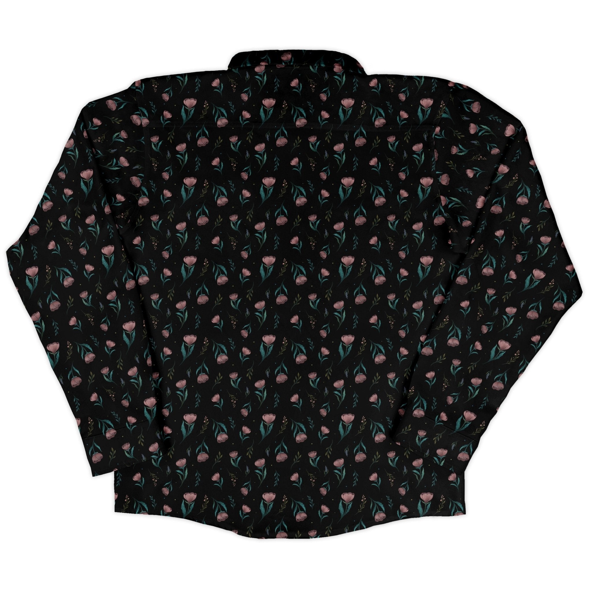 Episodic Blooms Long Sleeve Button Up Shirt Geek Nerd adult sizing Botany Print Design by Episodic