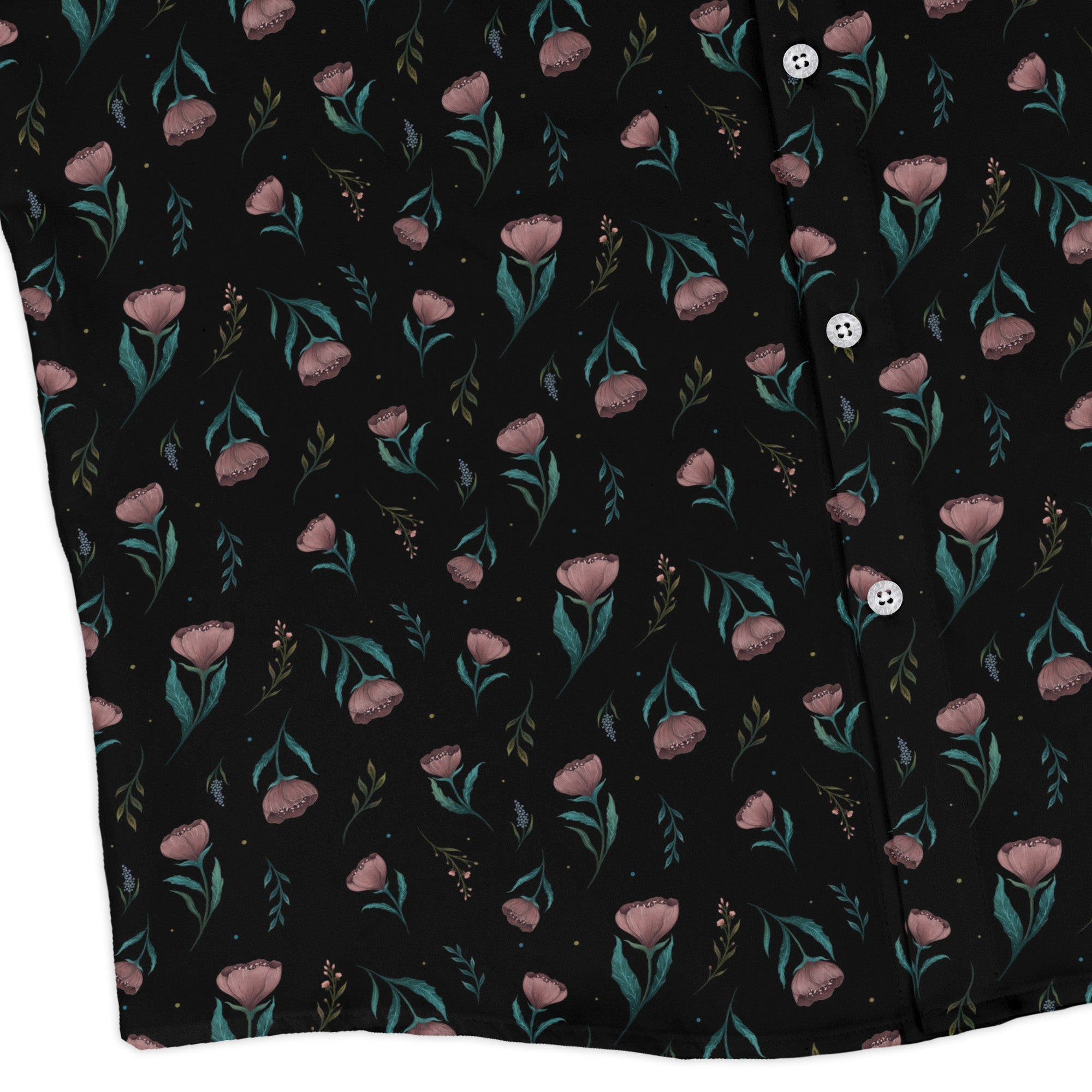 Episodic Blooms Long Sleeve Button Up Shirt Geek Nerd adult sizing Botany Print Design by Episodic