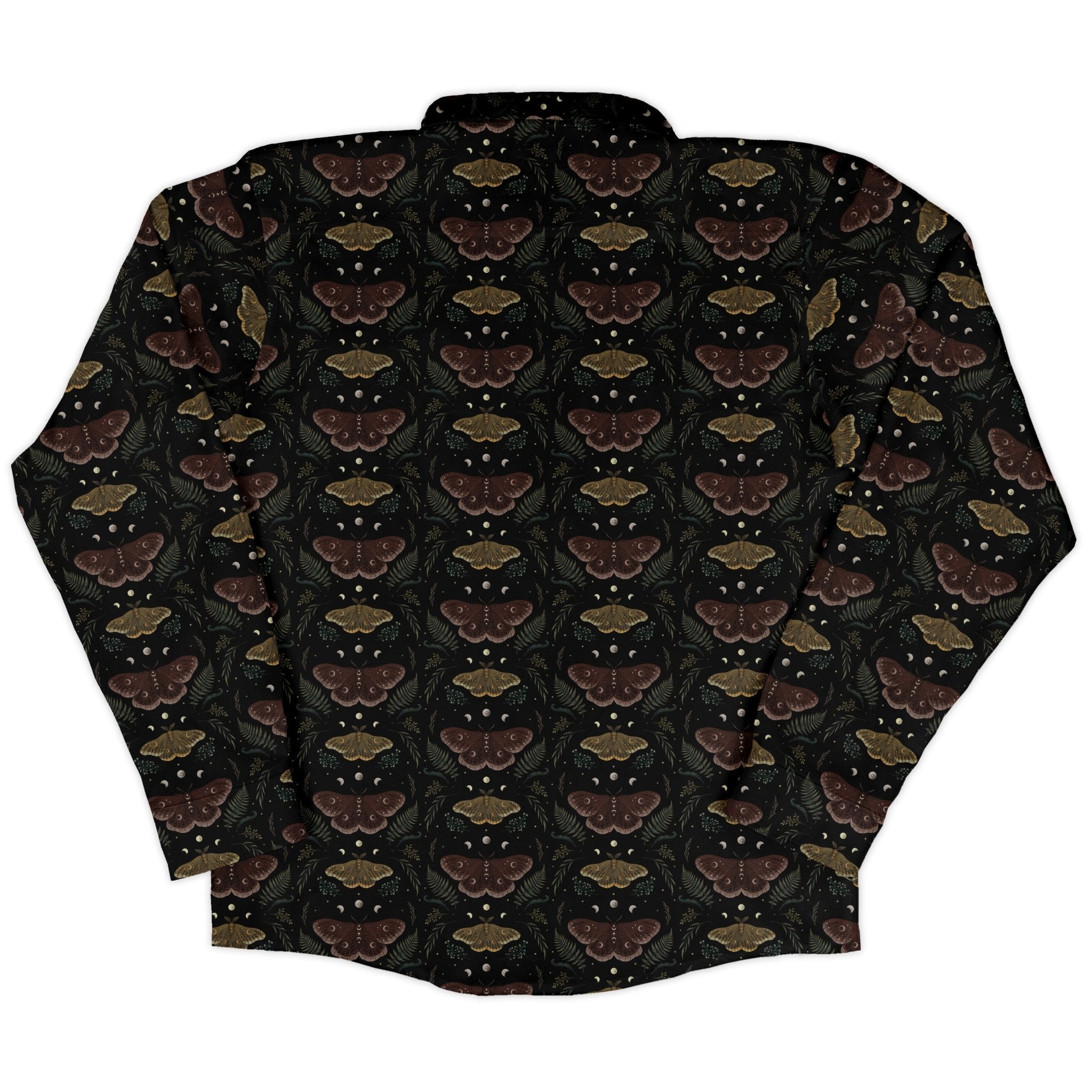Episodic Moth Fall Long Sleeve Button Up Shirt Geek Nerd adult sizing Botany Print Design by Episodic