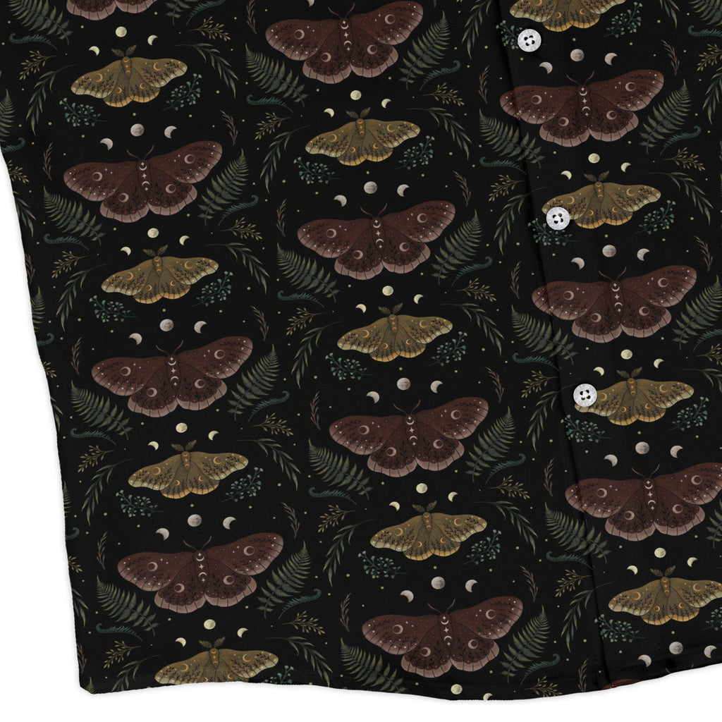 Episodic Moth Fall Long Sleeve Button Up Shirt Geek Nerd adult sizing Botany Print Design by Episodic