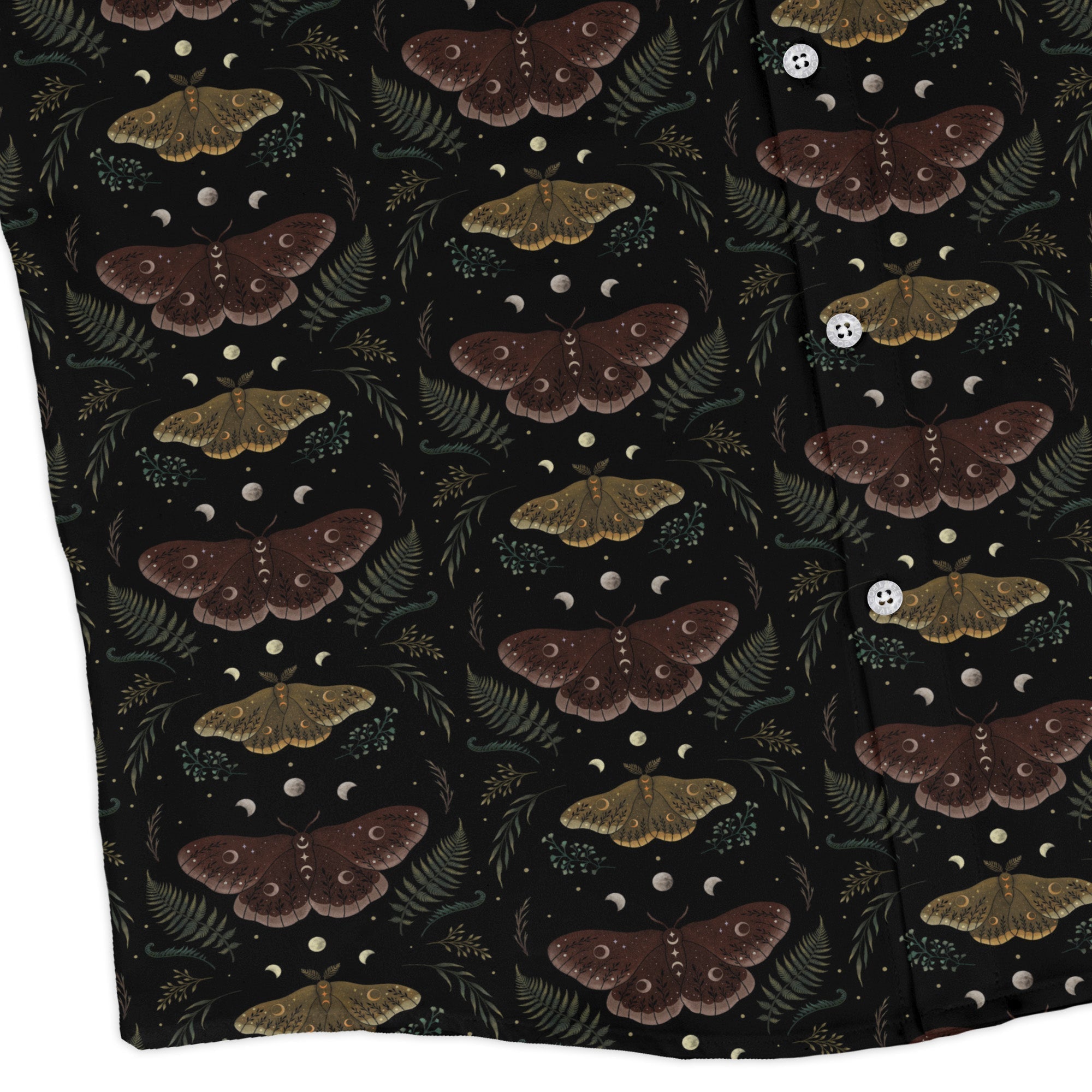 Episodic Moth Fall Long Sleeve Button Up Shirt Geek Nerd adult sizing Botany Print Design by Episodic