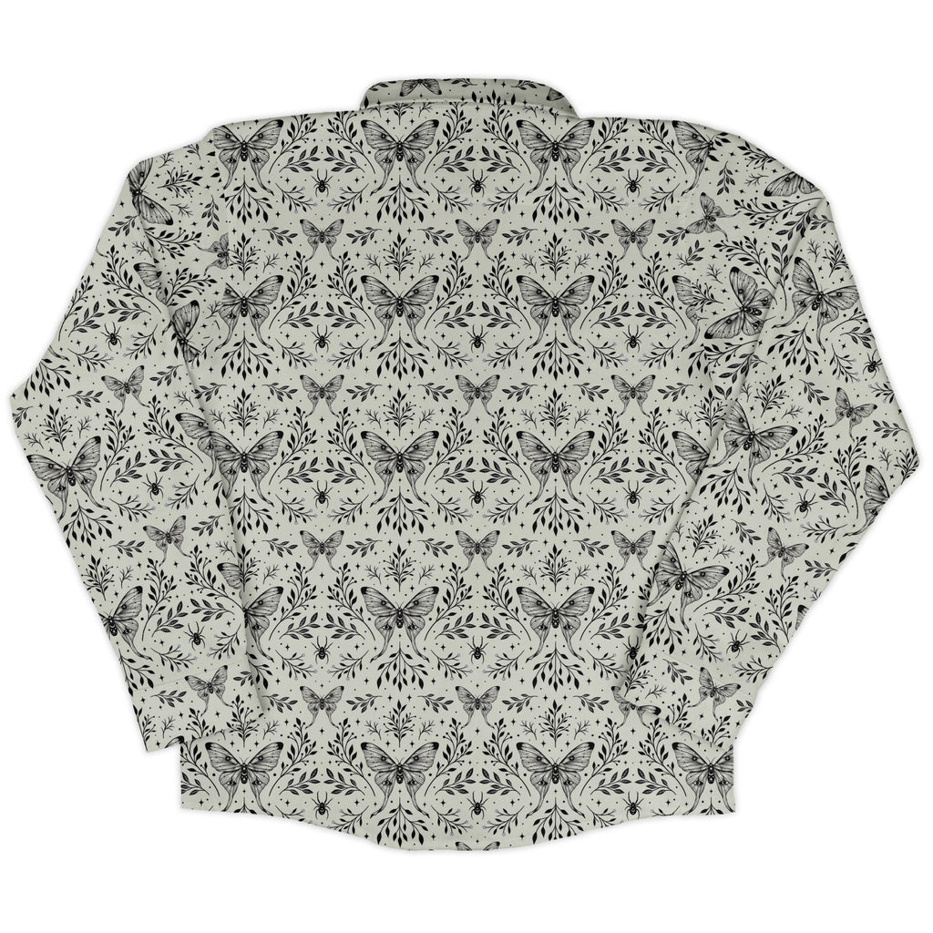 Episodic Mystical Butterfly Long Sleeve Button Up Shirt Geek Nerd adult sizing Botany Print Design by Episodic