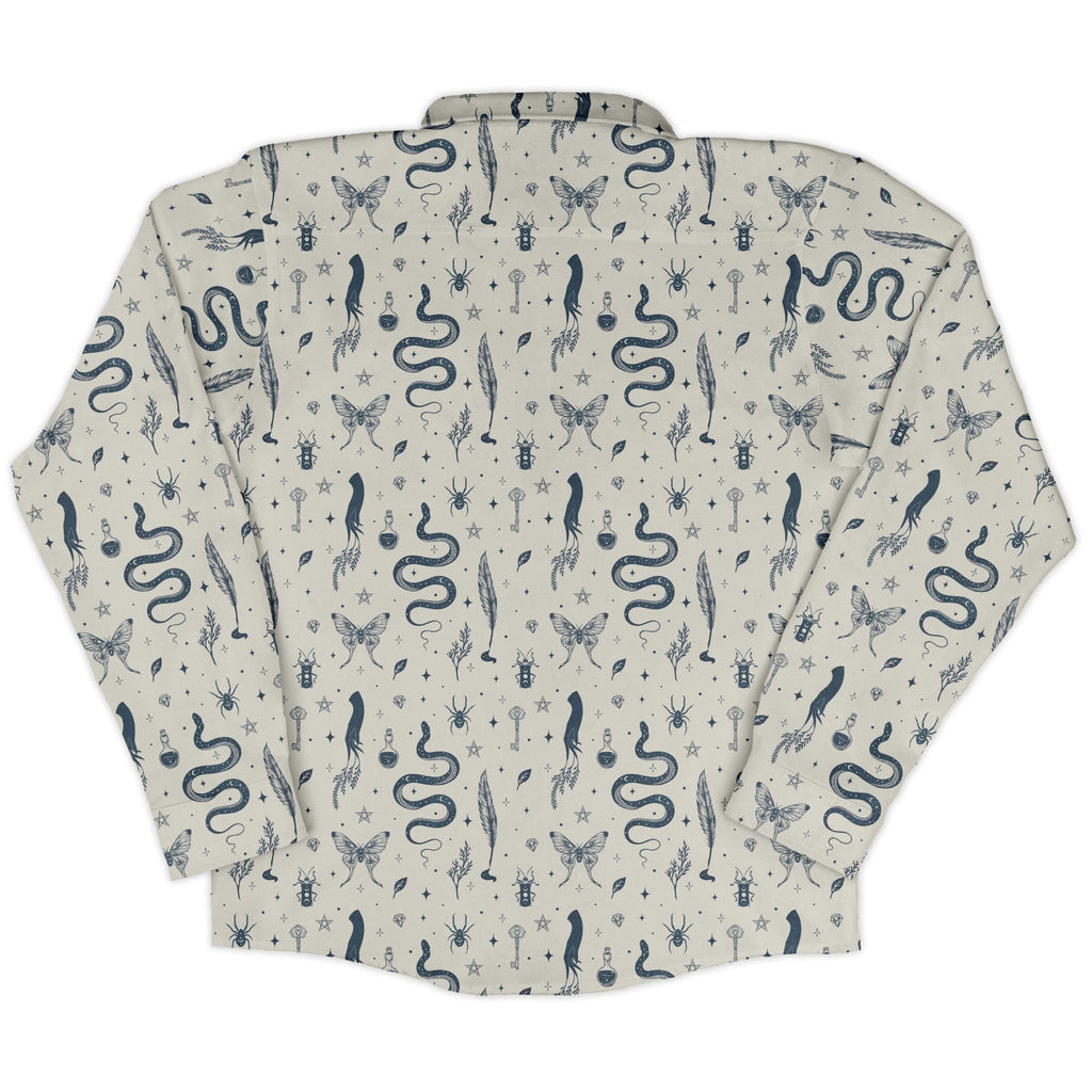 Episodic Mystical Collection Long Sleeve Button Up Shirt Geek Nerd adult sizing Botany Print Design by Episodic