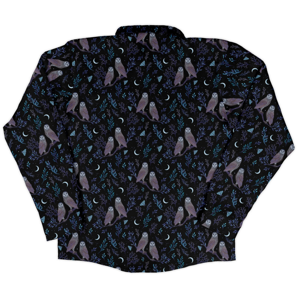 Episodic Owl Floral Long Sleeve Button Up Shirt Geek Nerd adult sizing All Adult Button Up Shirts Design by Episodic