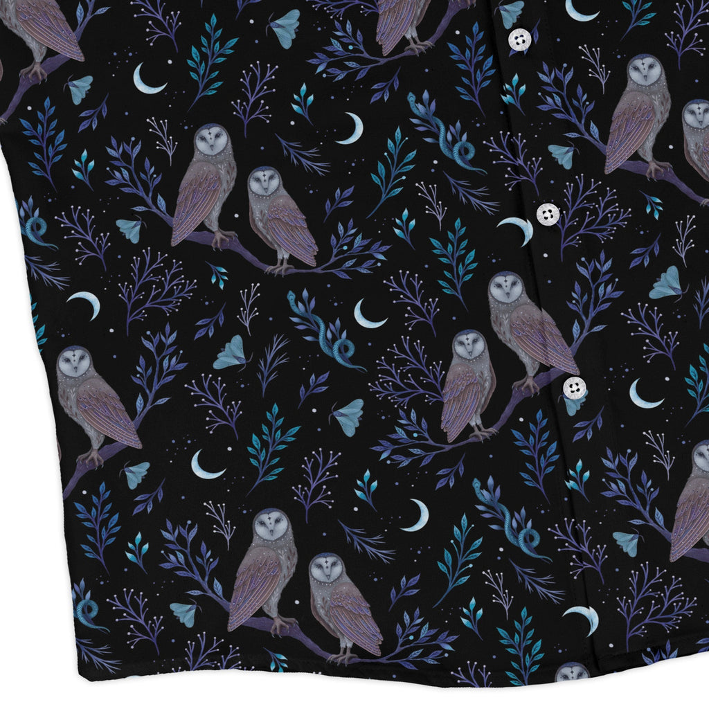 Episodic Owl Floral Long Sleeve Button Up Shirt Geek Nerd adult sizing All Adult Button Up Shirts Design by Episodic