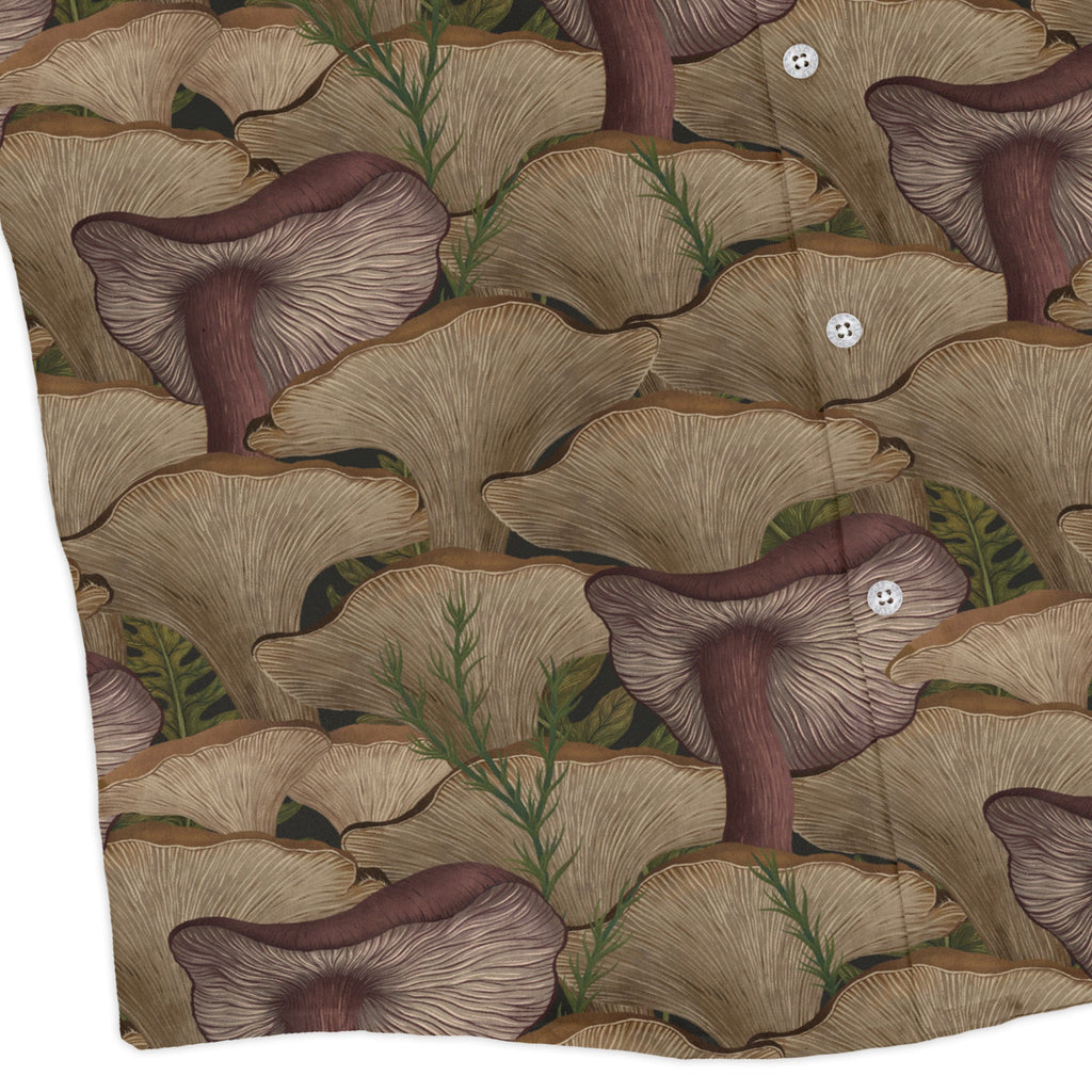 Episodic Oyster Mushroom Long Sleeve Button Up Shirt Geek Nerd adult sizing Botany Print Design by Episodic