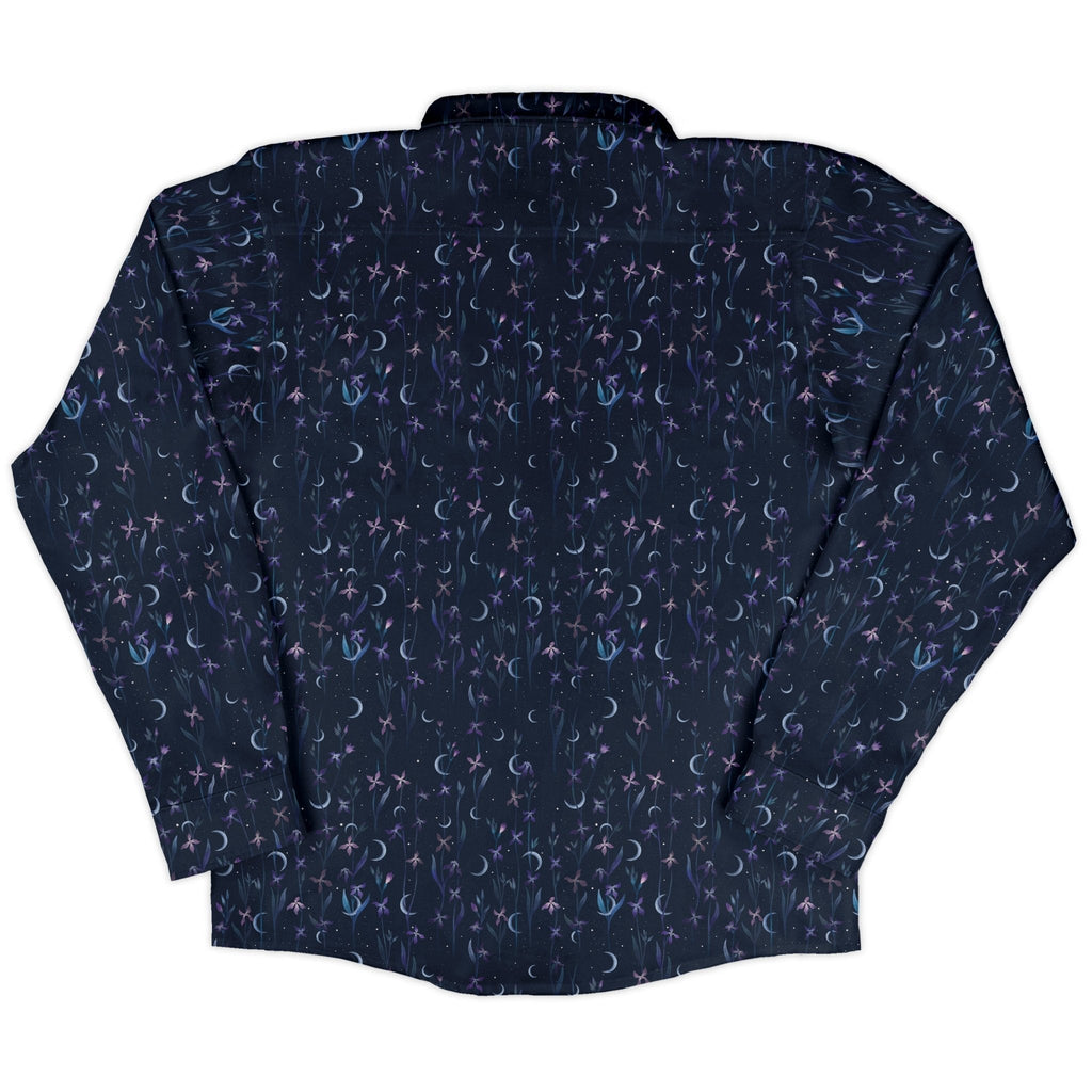 Episodic Scented Moonlight Long Sleeve Button Up Shirt Geek Nerd adult sizing Botany Print Design by Episodic