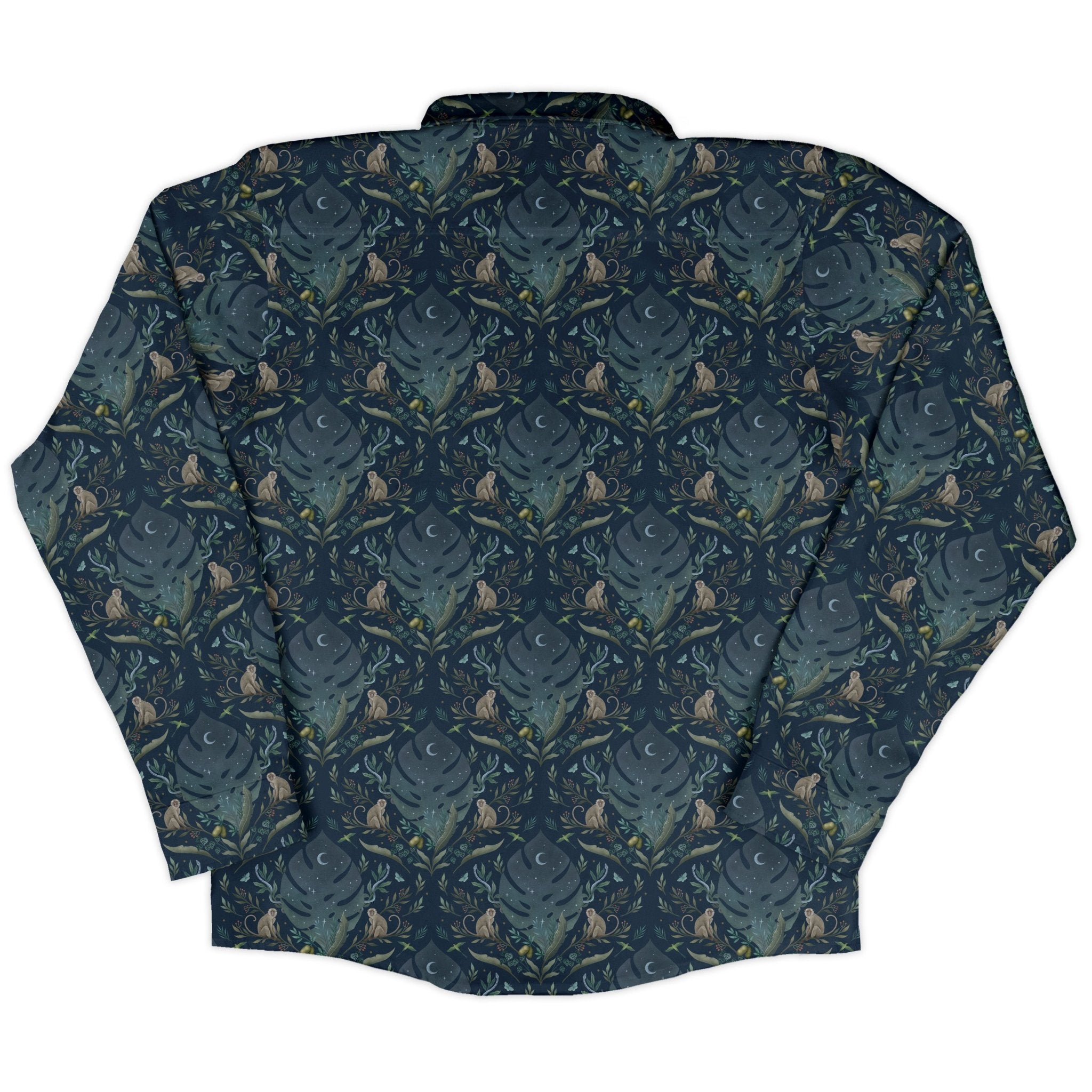 Episodic Tropical Monkey Long Sleeve Button Up Shirt Geek Nerd adult sizing Animal Patterns Botany Print