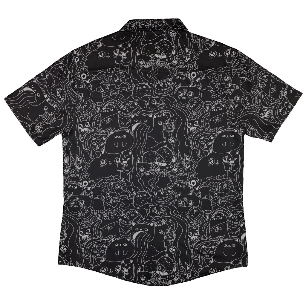 Exploding Kittens Mashup Black Button Up Shirt - adult sizing - Animal Patterns - board game print