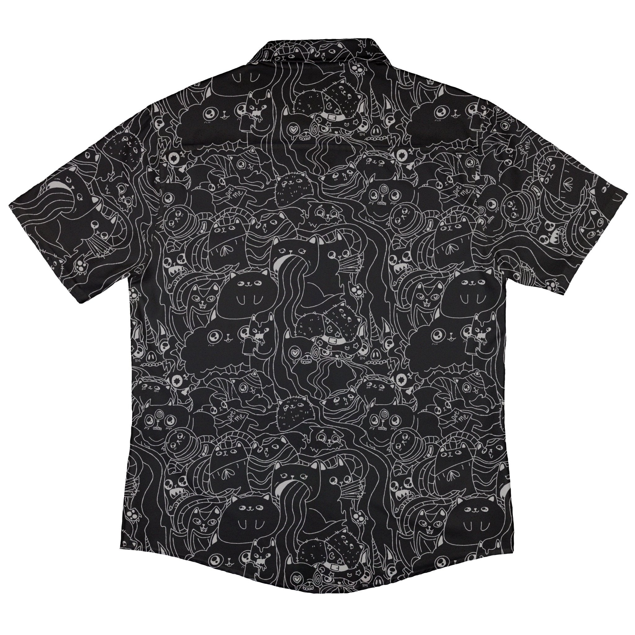 Exploding Kittens Mashup Black Button Up Shirt - adult sizing - Animal Patterns - board game print