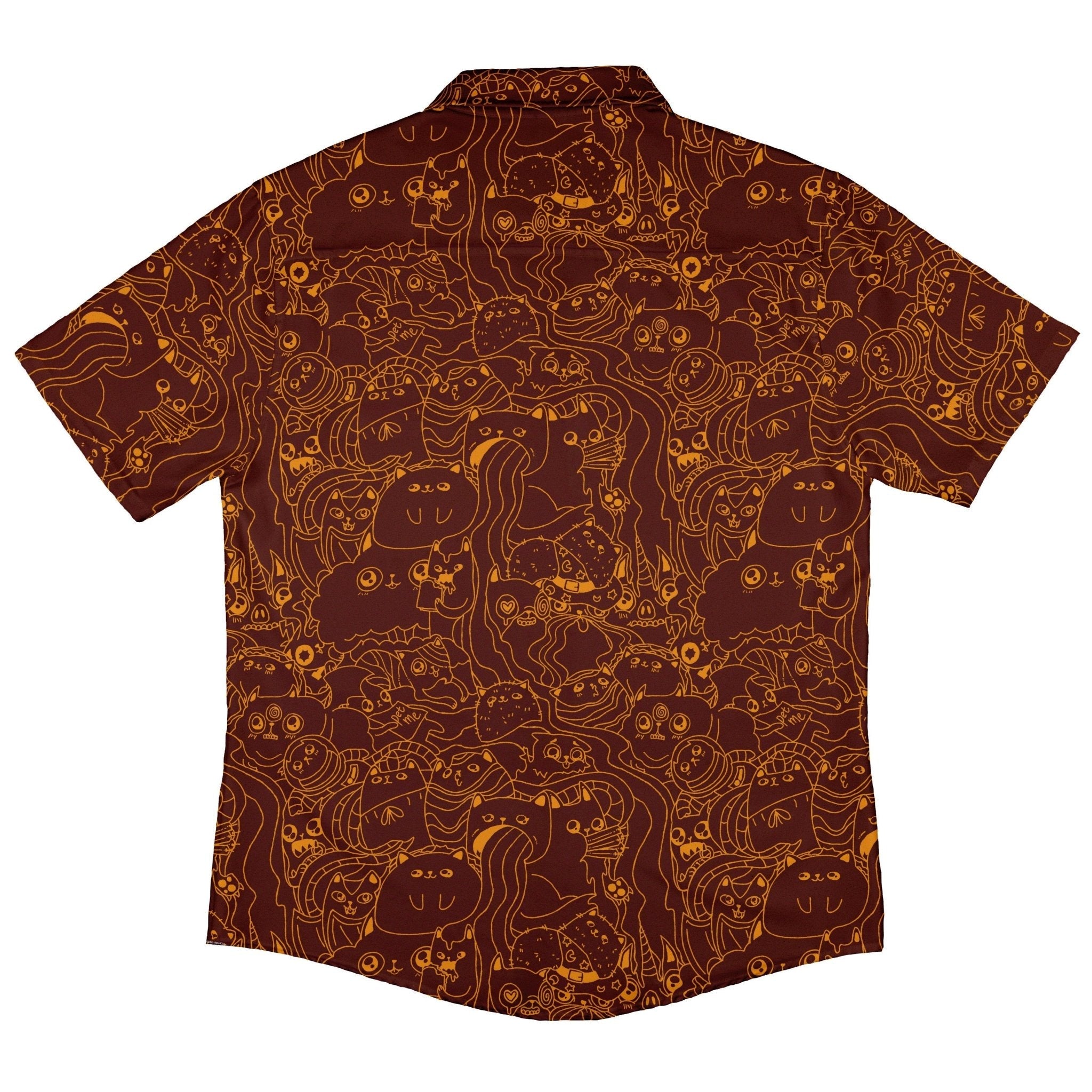 Exploding Kittens Mashup Red Brown Button Up Shirt - adult sizing - Animal Patterns - board game print