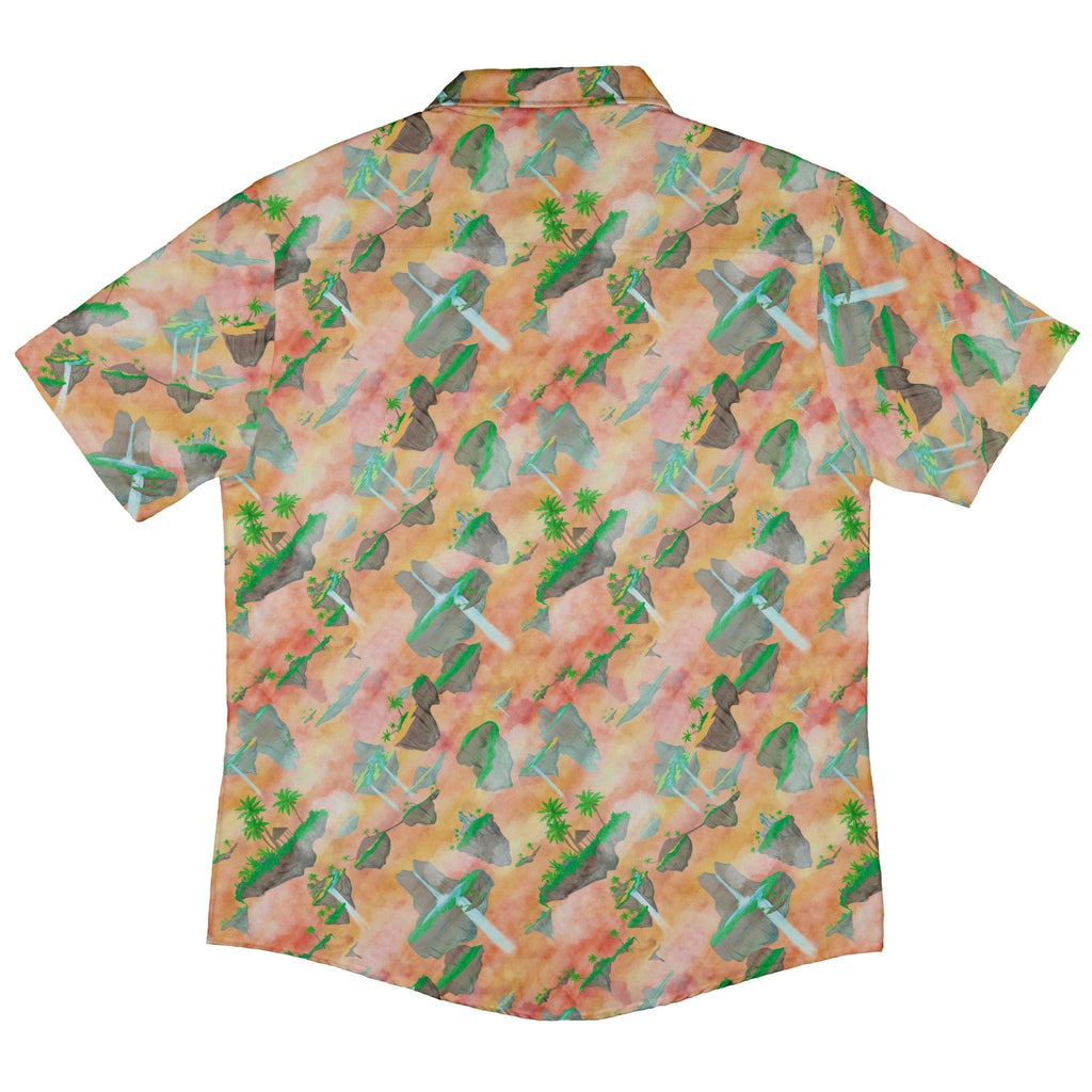 Fantasy Floating Isles Sunset Dnd Button Up Shirt - adult sizing - Designs by Nathan - Fantasy Prints
