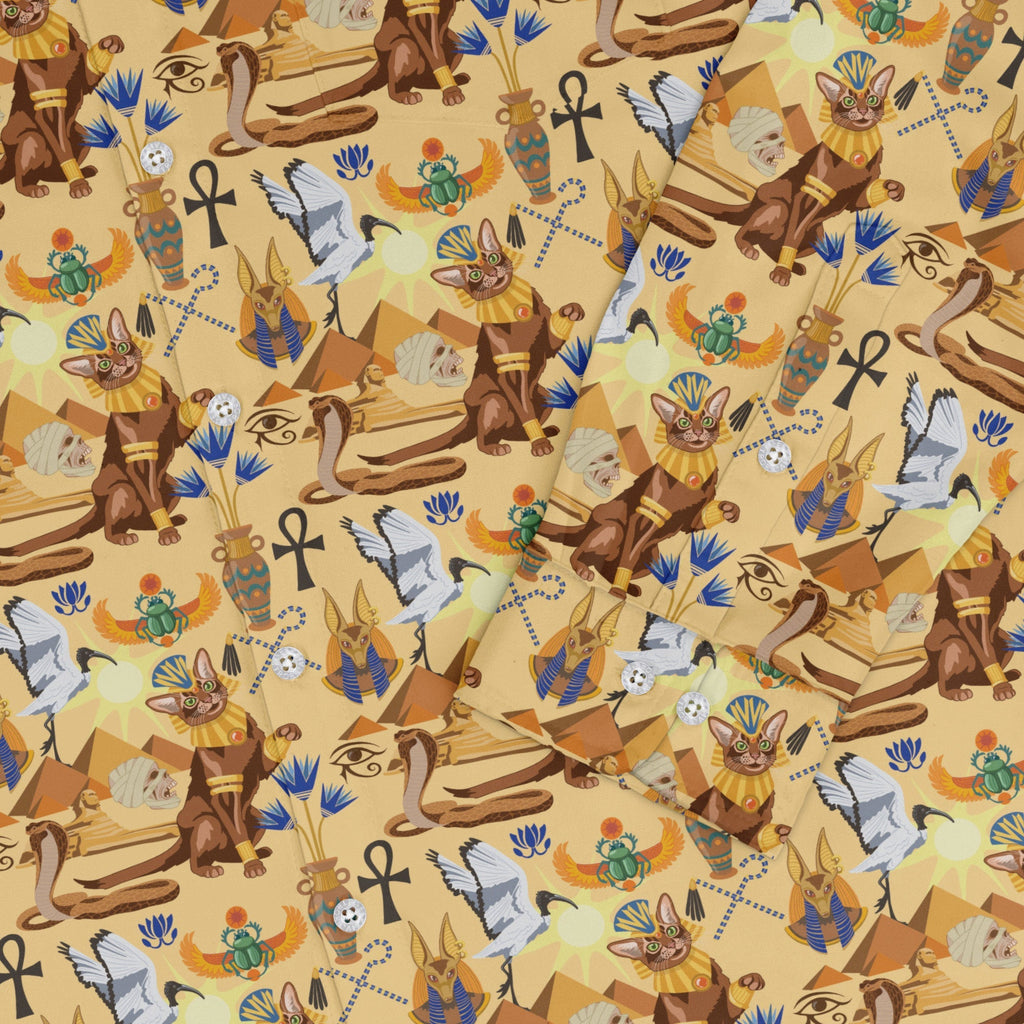Feline of the Nile Long Sleeve Button Up Shirt Geek Nerd 0925 adult sizing All Adult Button Up Shirts