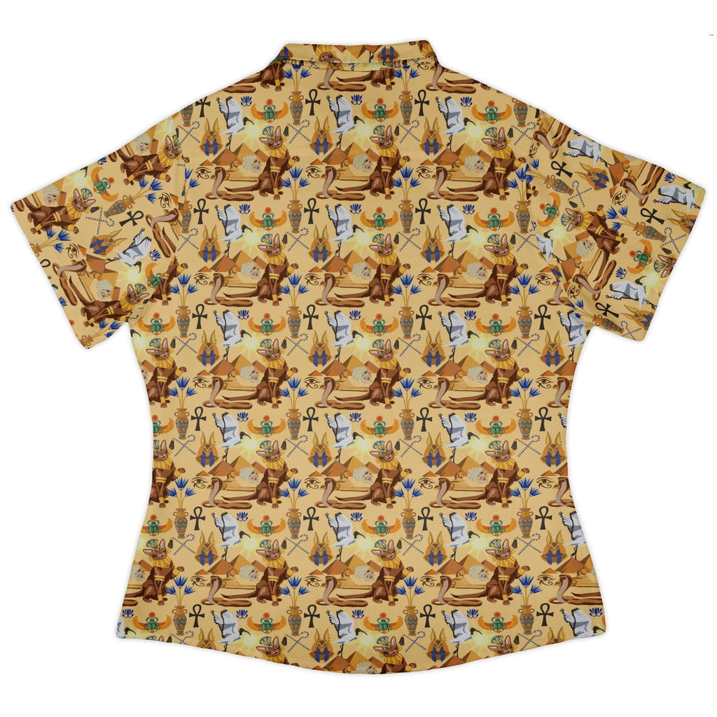 Feline of the Nile Curvy Button Up Shirt Geek Nerd 0925 All Adult Button Up Shirts Animal Patterns