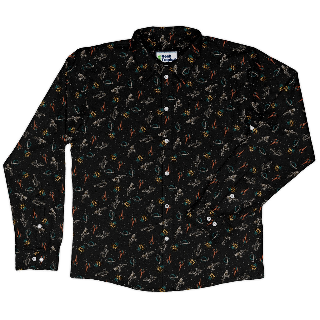 Nerdy Firefly Space Long Sleeve Button Up Shirt