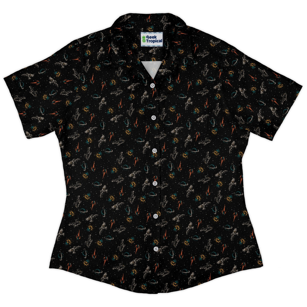 Nerdy Firefly Space Curvy Button Up Shirt