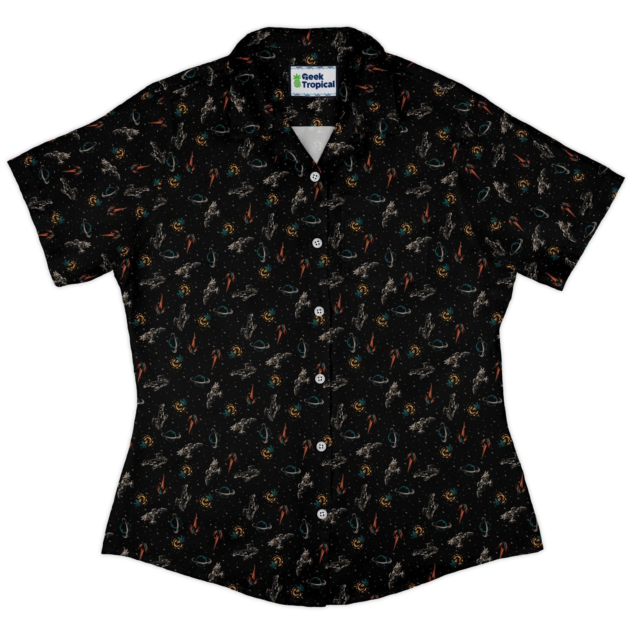 Nerdy Firefly Space Curvy Button Up Shirt