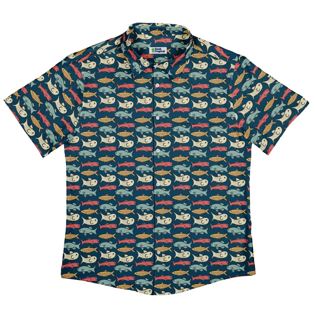 Fish Flow Button Up Shirt Geek Nerd 0925 adult sizing All Adult Button Up Shirts