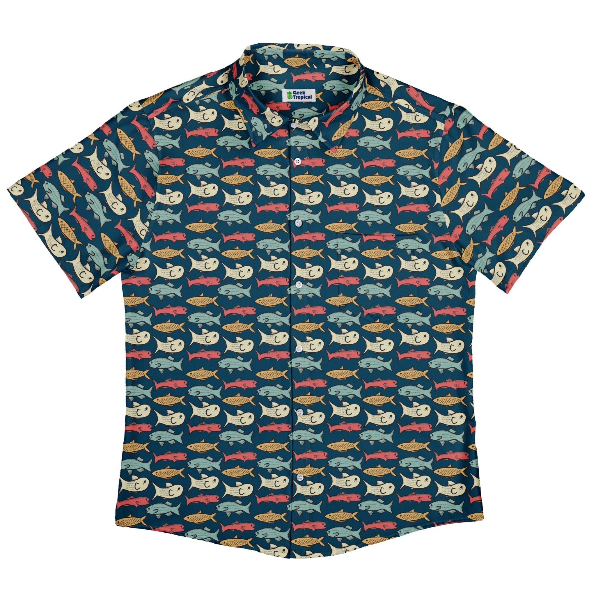 Fish Flow Button Up Shirt Geek Nerd 0925 adult sizing All Adult Button Up Shirts